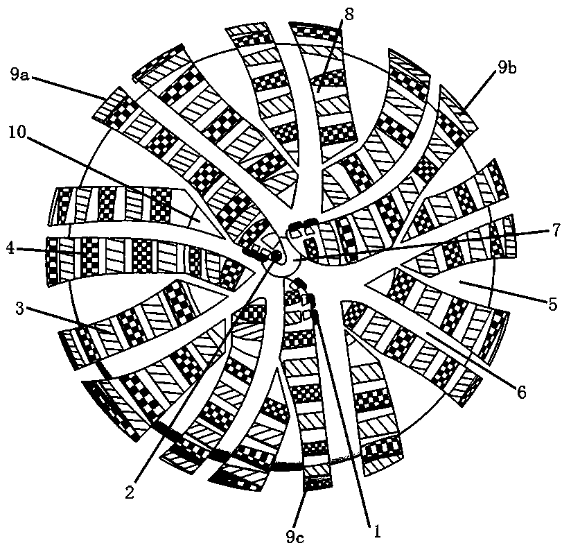 Cutting-grinding type impregnated diamond block and pdc composite disc mixed drill bit