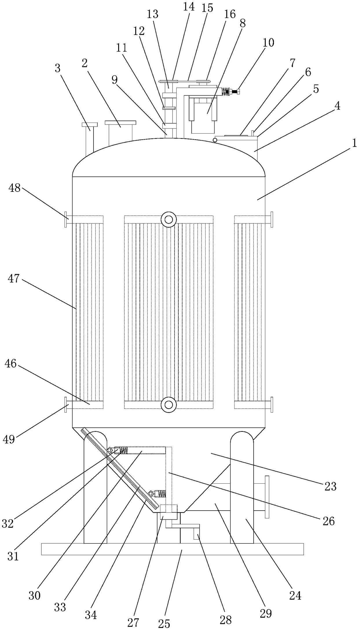 Biological fermentation tank with function of rapidly cleaning tank bottom