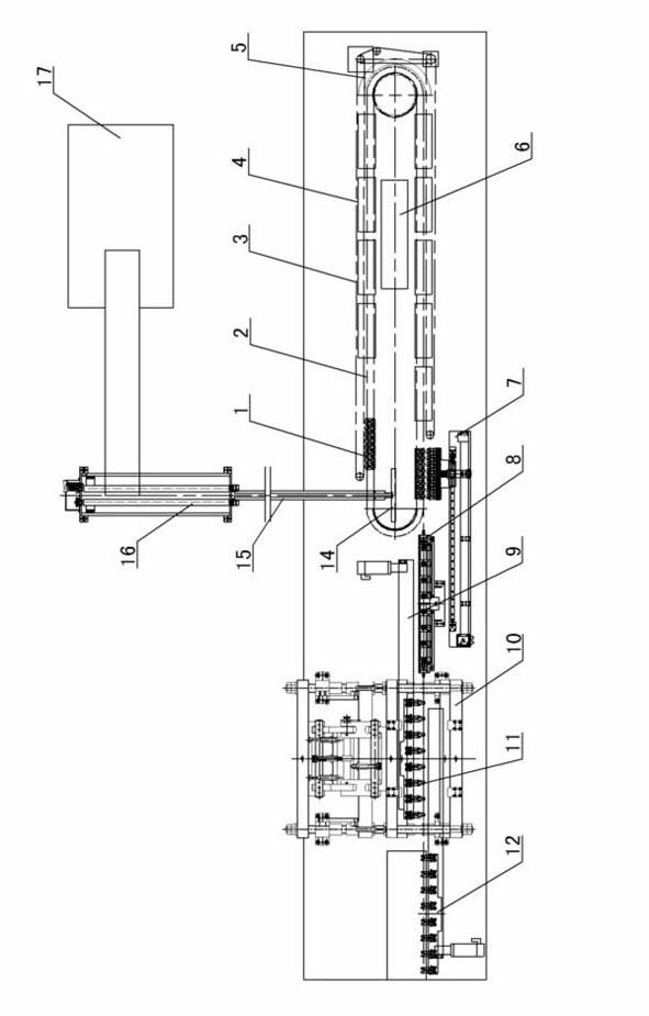 Rotary blank-feeding linear automatic bottle blowing machine