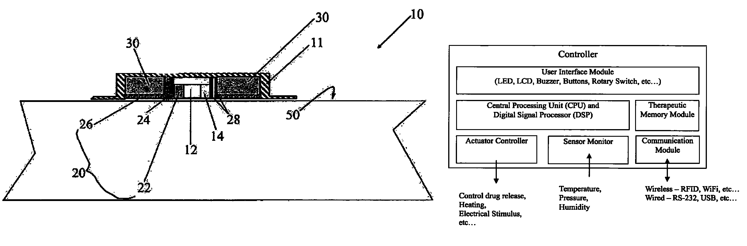 Medical device for delivering drug and/or performing physical therapy