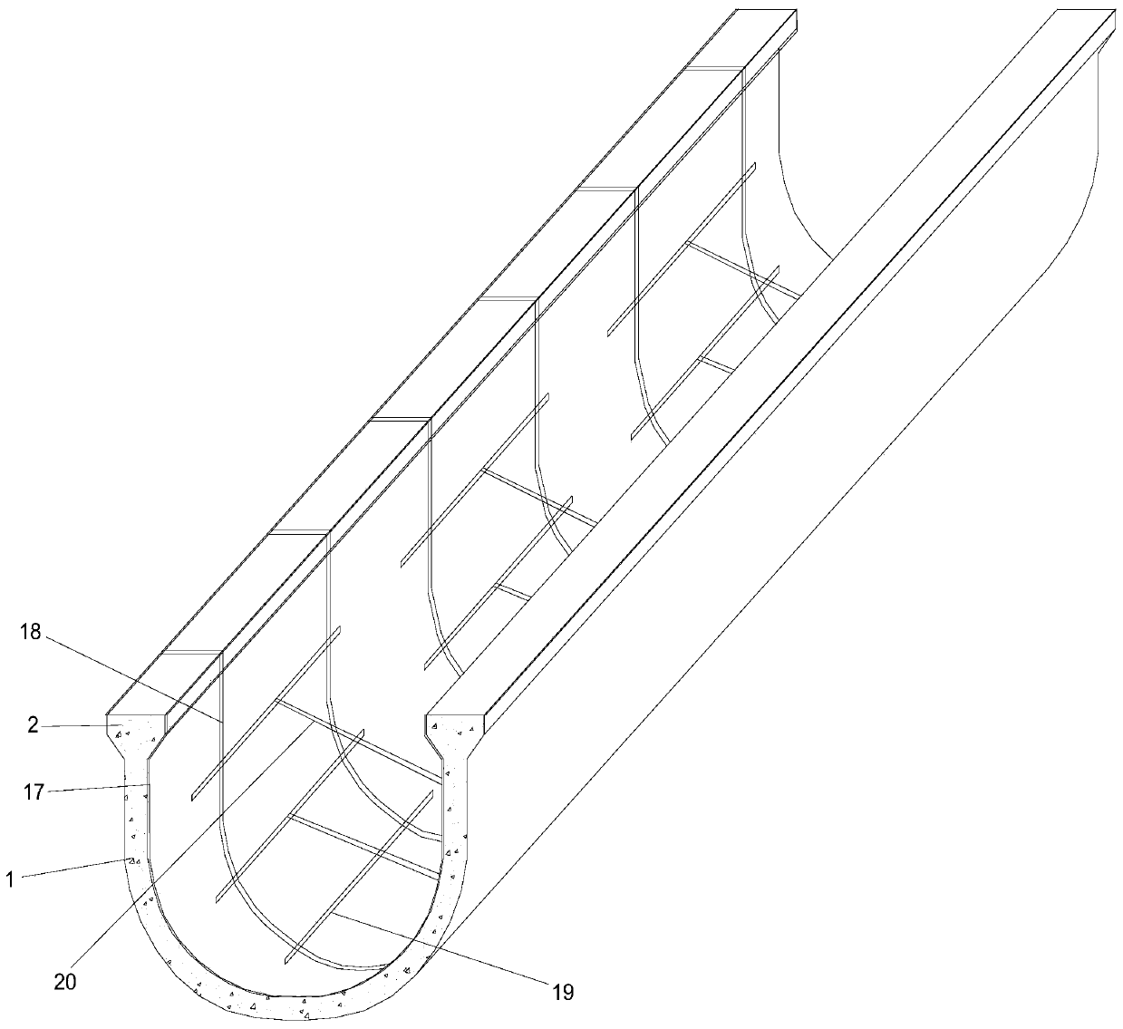 Cast-in-situ aqueduct curing device and construction method