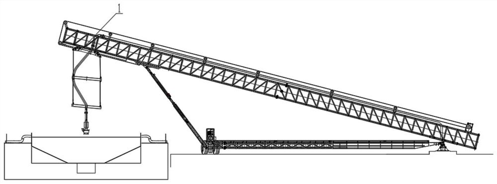 Trolley device for hydraulic ship unloader