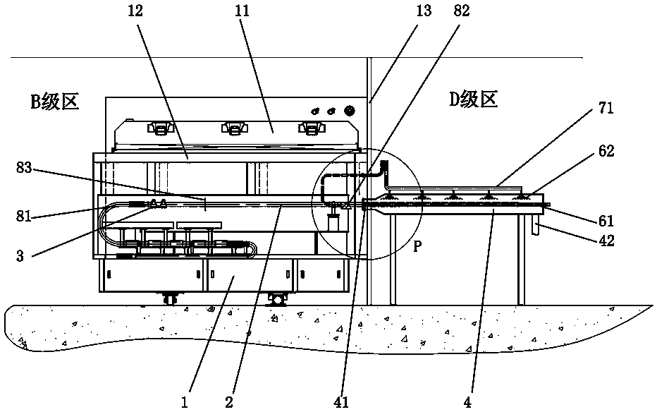 Inlet and outfeed system of raw material drug freeze dryer with online cleaning and sterilization function