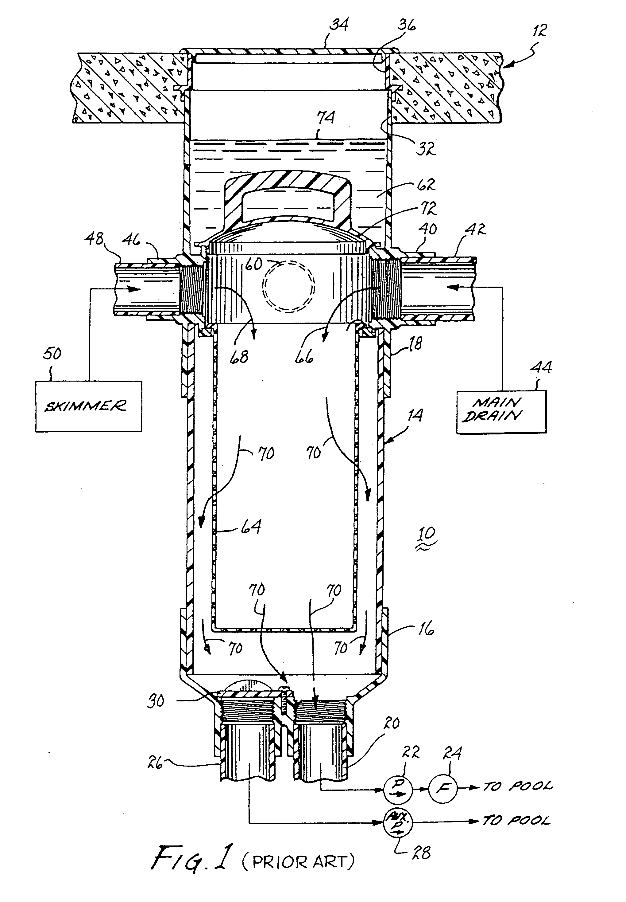 Hydraulic suction fuse for swimming pools