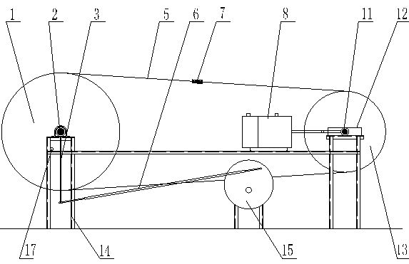 Bending fatigue test machine for steel wire rope in case of alternating load