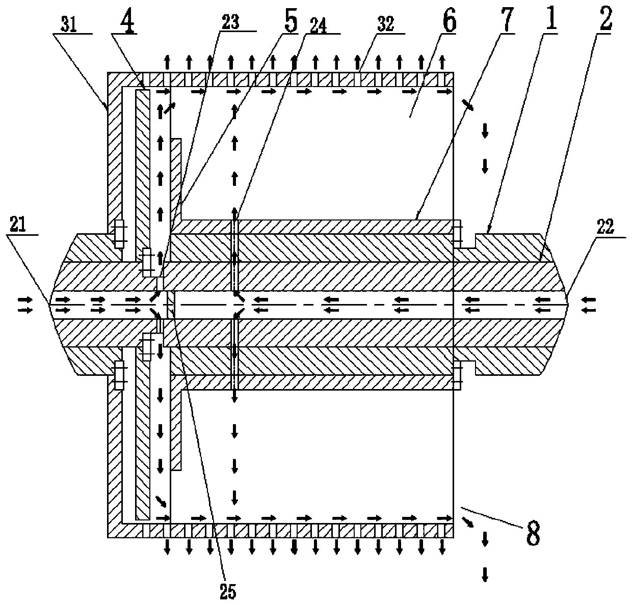 Two-point or multi-point supporting piston pushing centrifuge rotary drum assembly