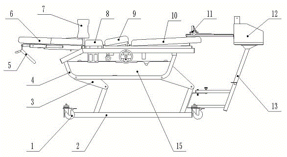 Multi-section adjustable traction bed