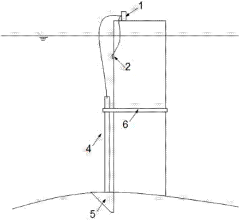 Submerged bridge pile foundation scouring real-time monitoring system and monitoring method thereof