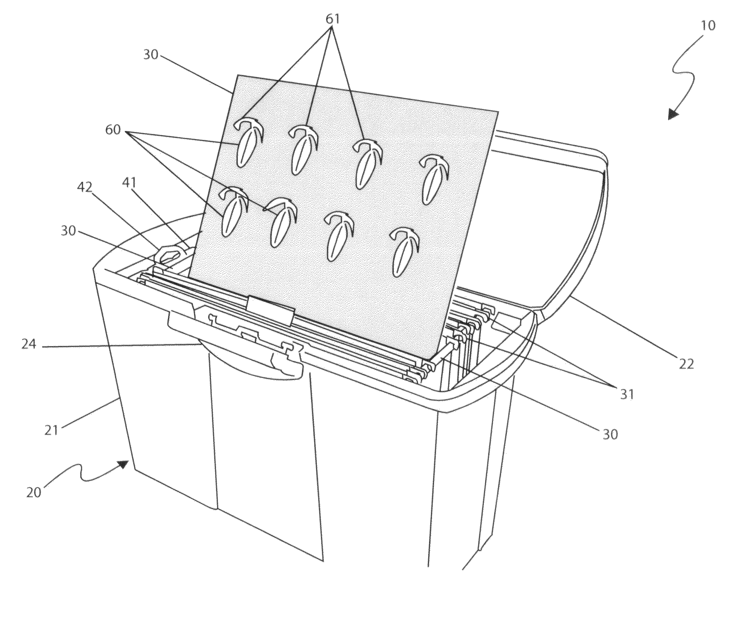 Fishing lure storage device and method of use thereof