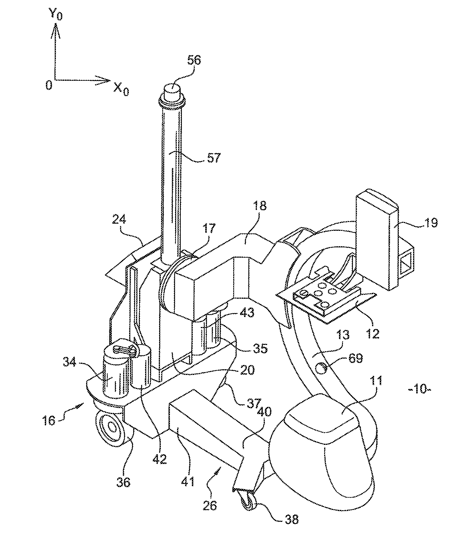 Mobile base and x-ray machine mounted on such a mobile base