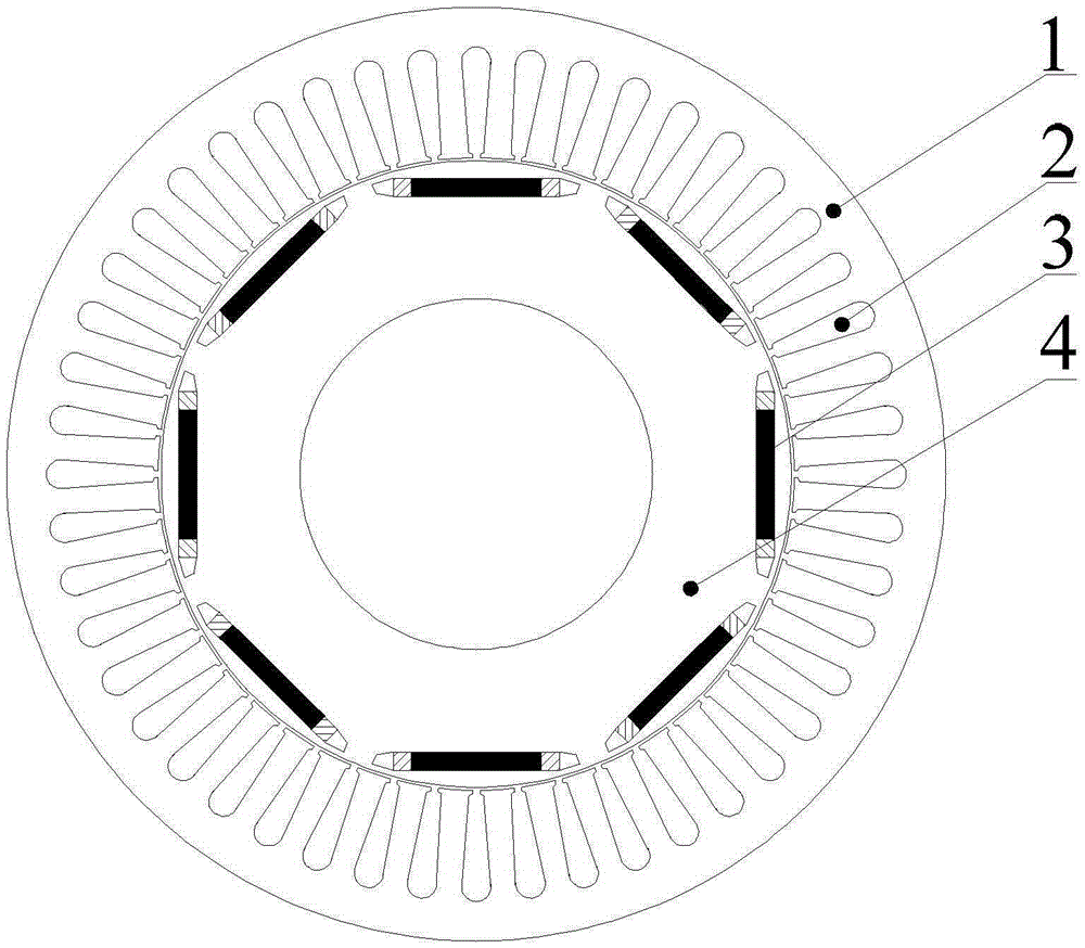 Combined magnetic pole type built-in radial linear permanent magnet synchronous motor