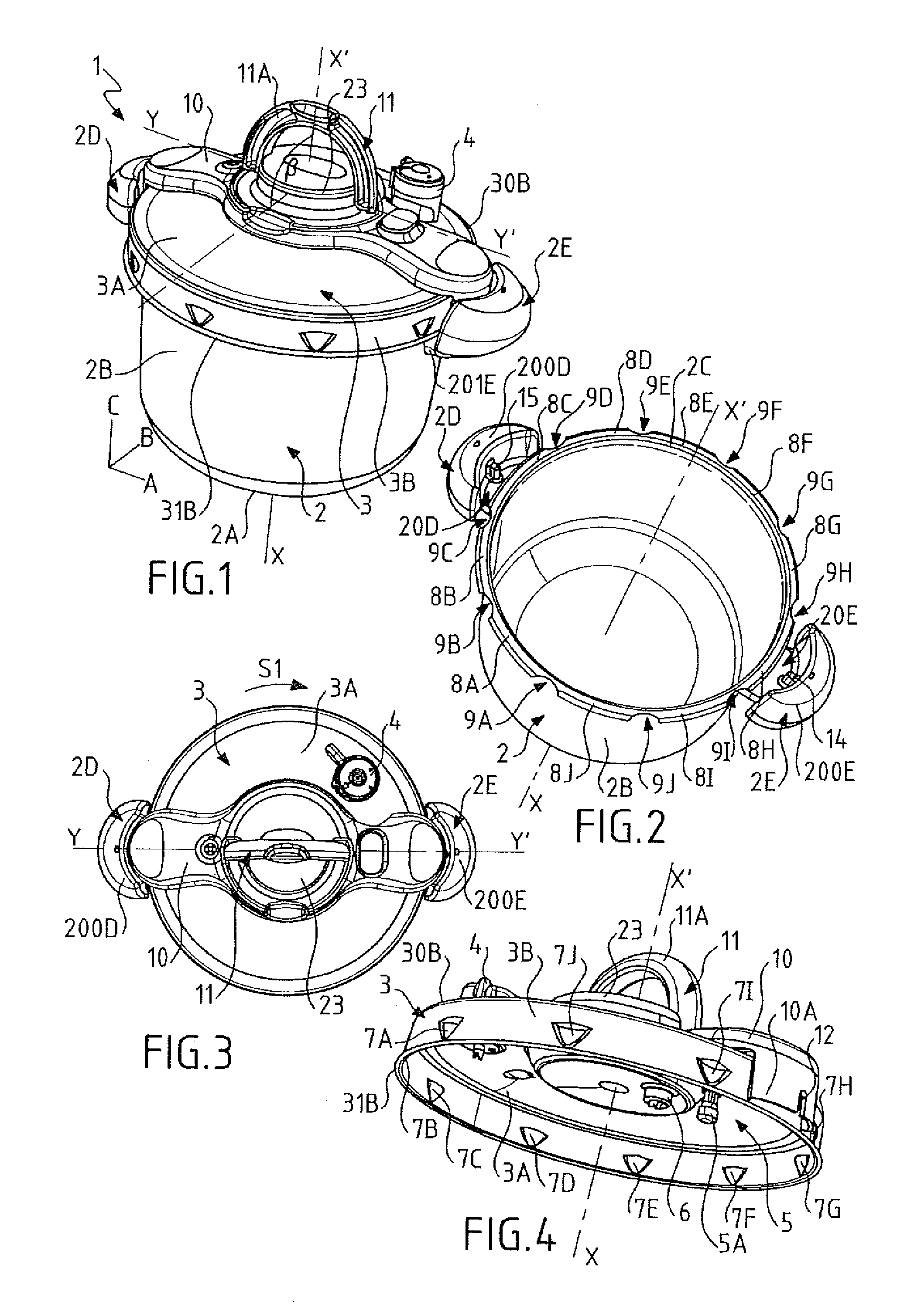 Bayonet-fitting pressure cooker provided with a vessel handle