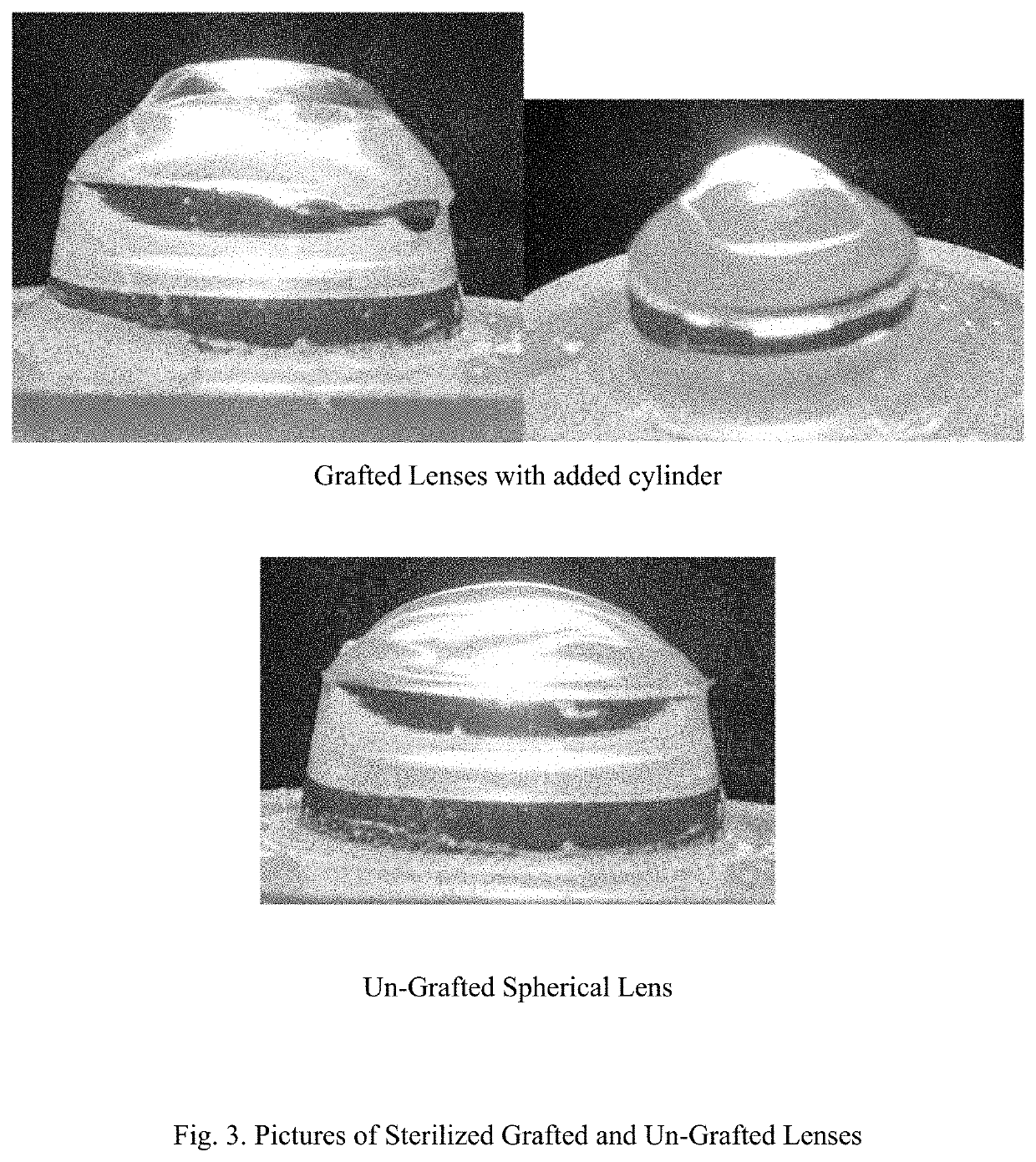 Ophthalmic devices containing localized grafted networks and processes for their preparation and use