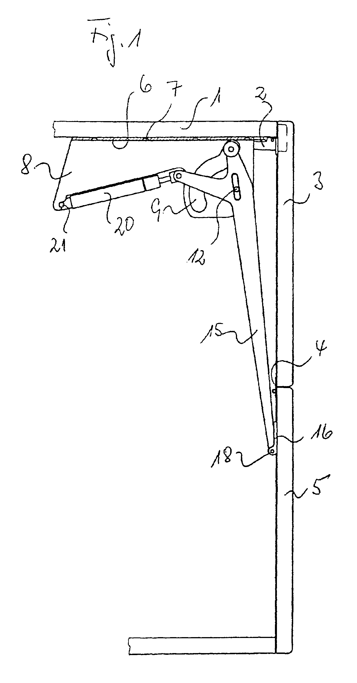 Lifting apparatus for a two-leaf folding flap