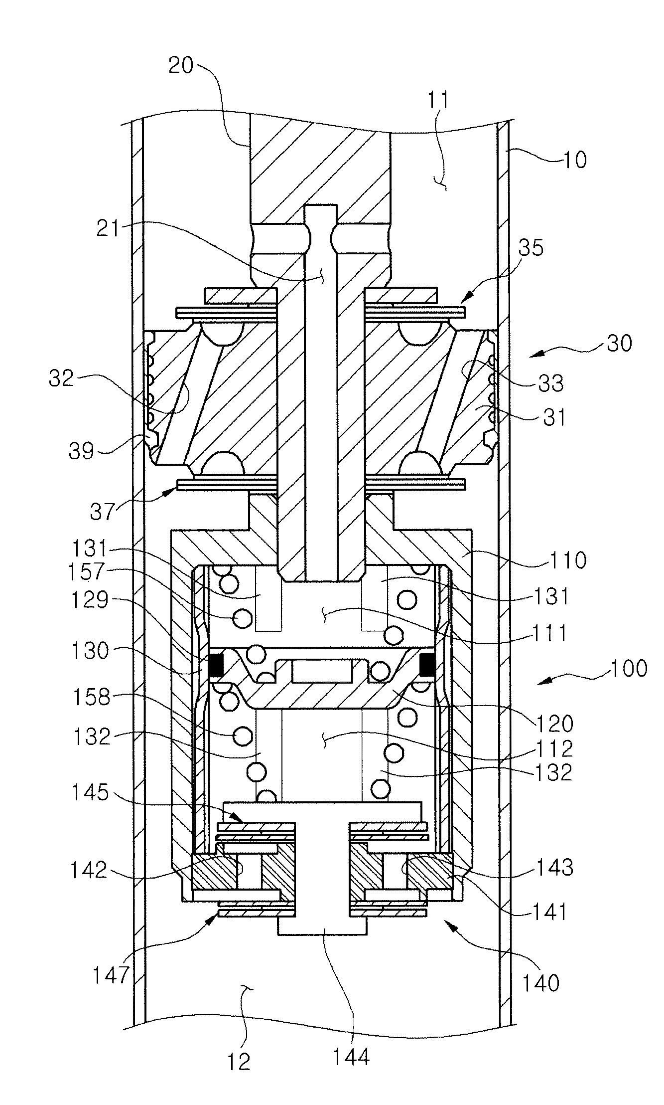 Frequency/pressure sensitive shock absorber