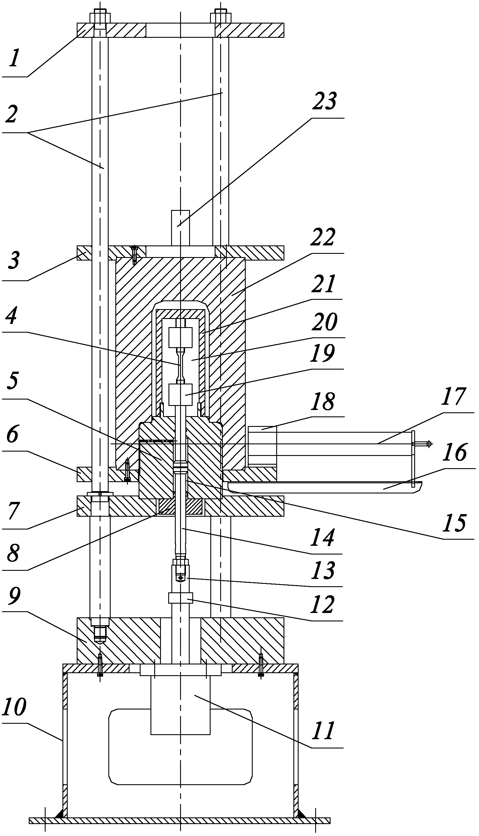 Testing machine for testing the durability of materials in a high-pressure hydrogen environment