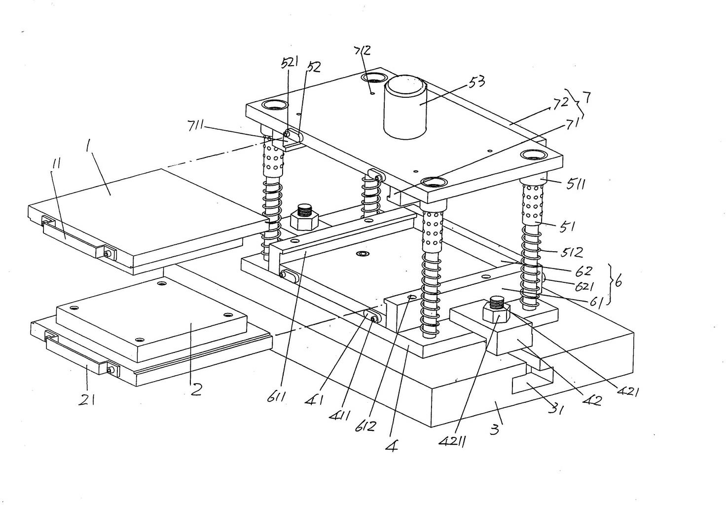 Matching structure of combined mold and punching machine for manufacturing flexible circuit board