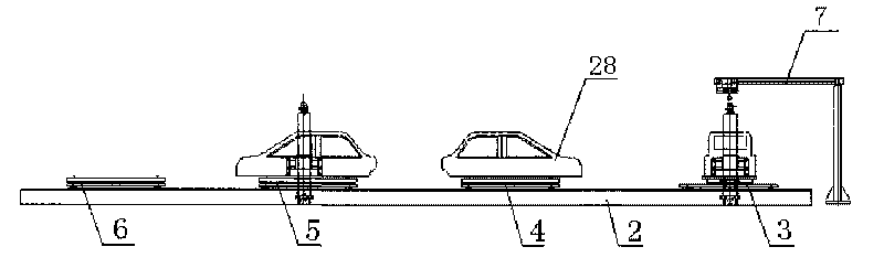 Production line device for disassembling scrapped cars