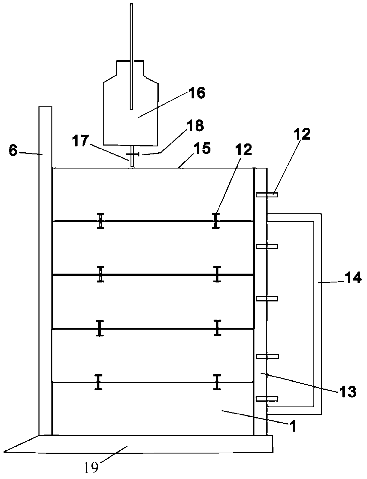 Pollution halo layered observation device and method for simulating pollutant contaminated soil