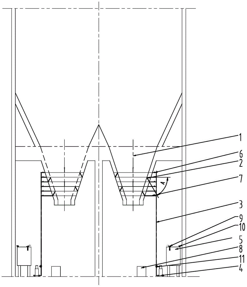 Full-automatic coal bunker water cannon dredging device