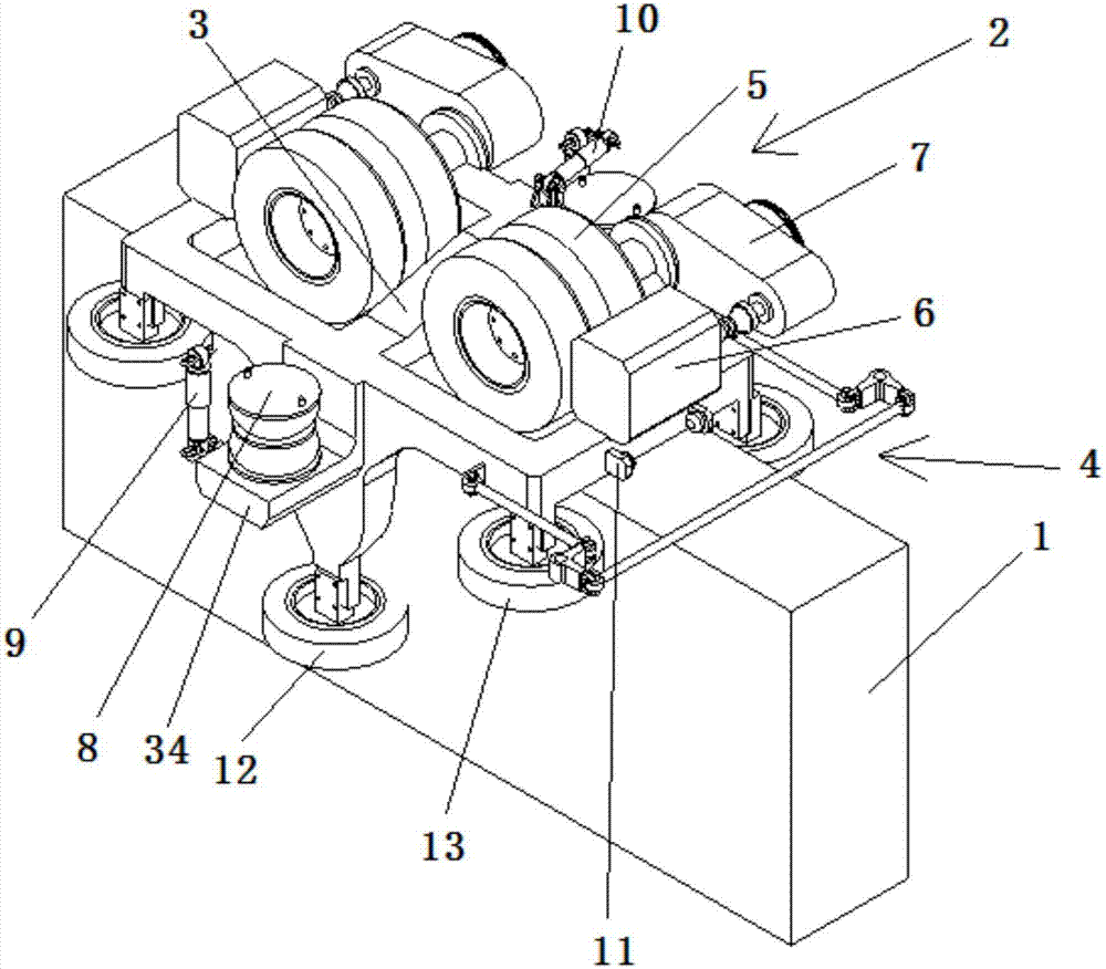 Low-floor-surface straddle type two-shaft one-rail bogie