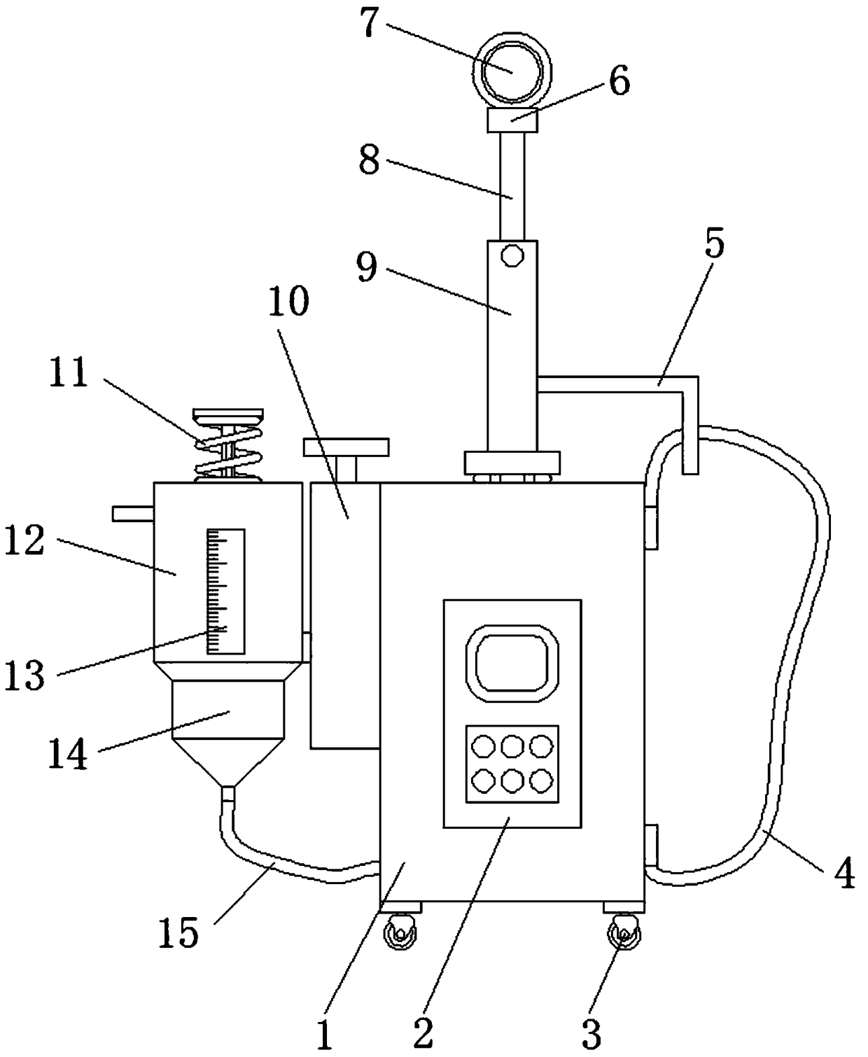 Portable disinfecting water spraying device for garden environmental protection