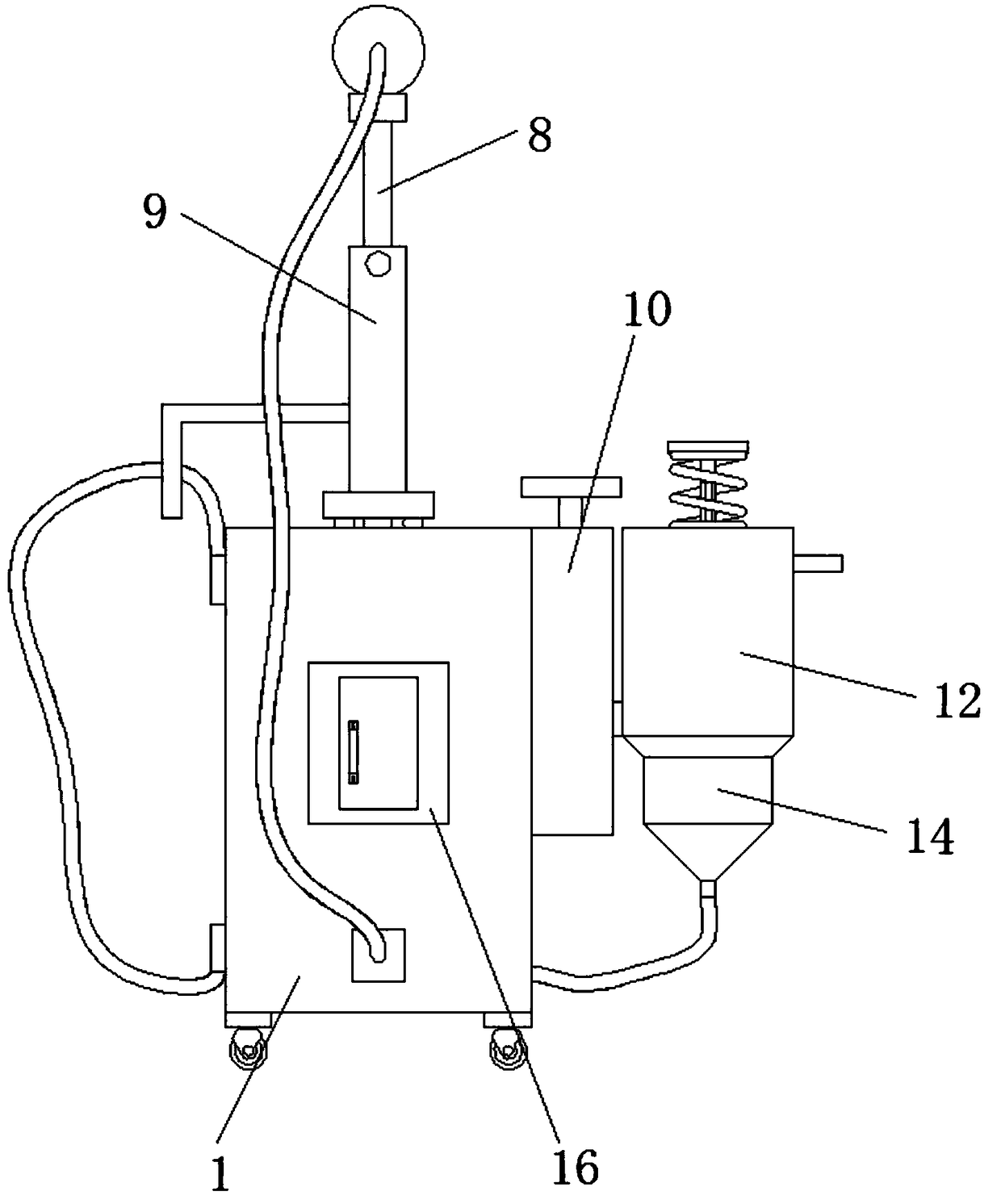 Portable disinfecting water spraying device for garden environmental protection