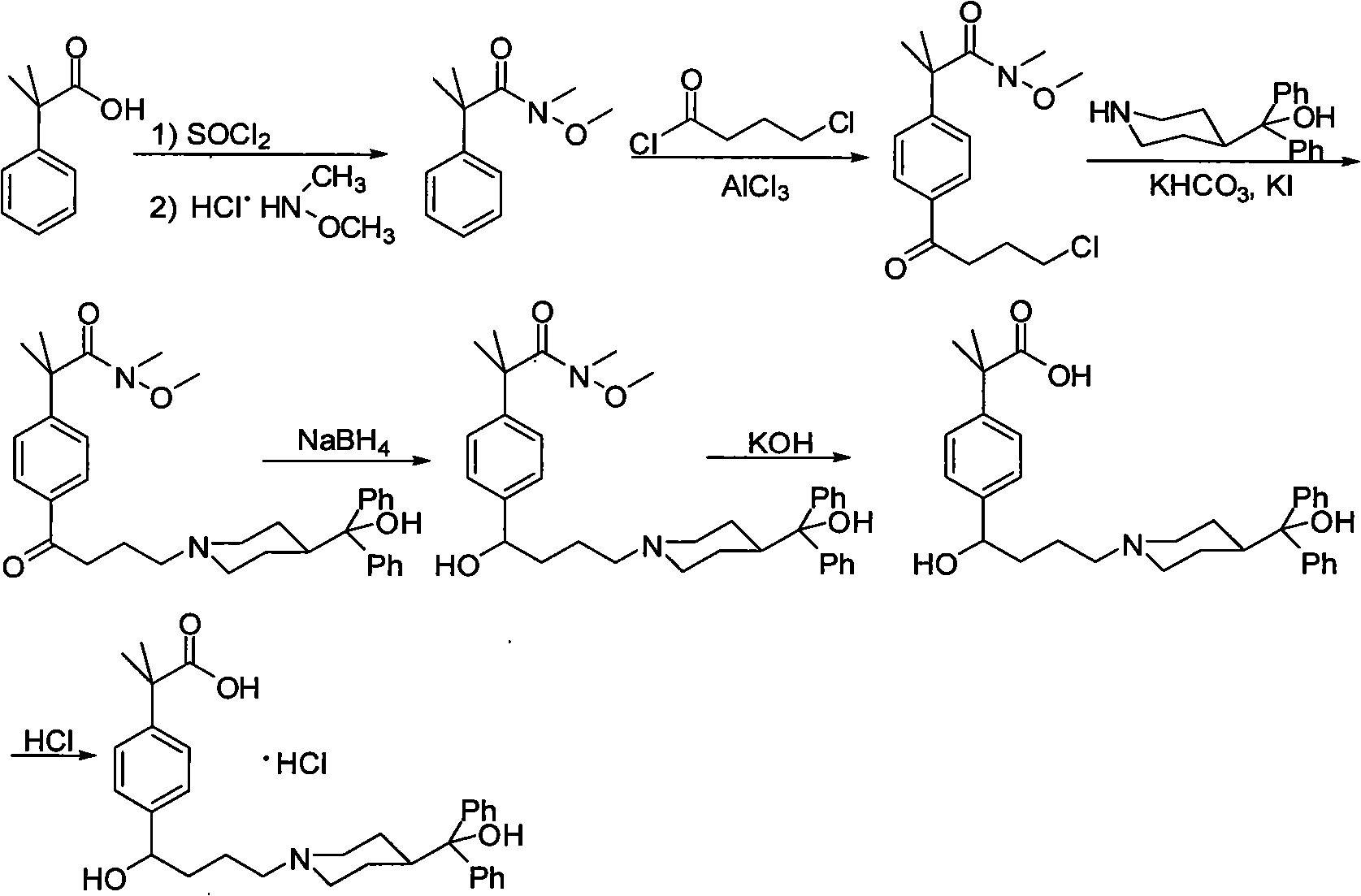 Synthetic method of fexofenadine hydrochloride