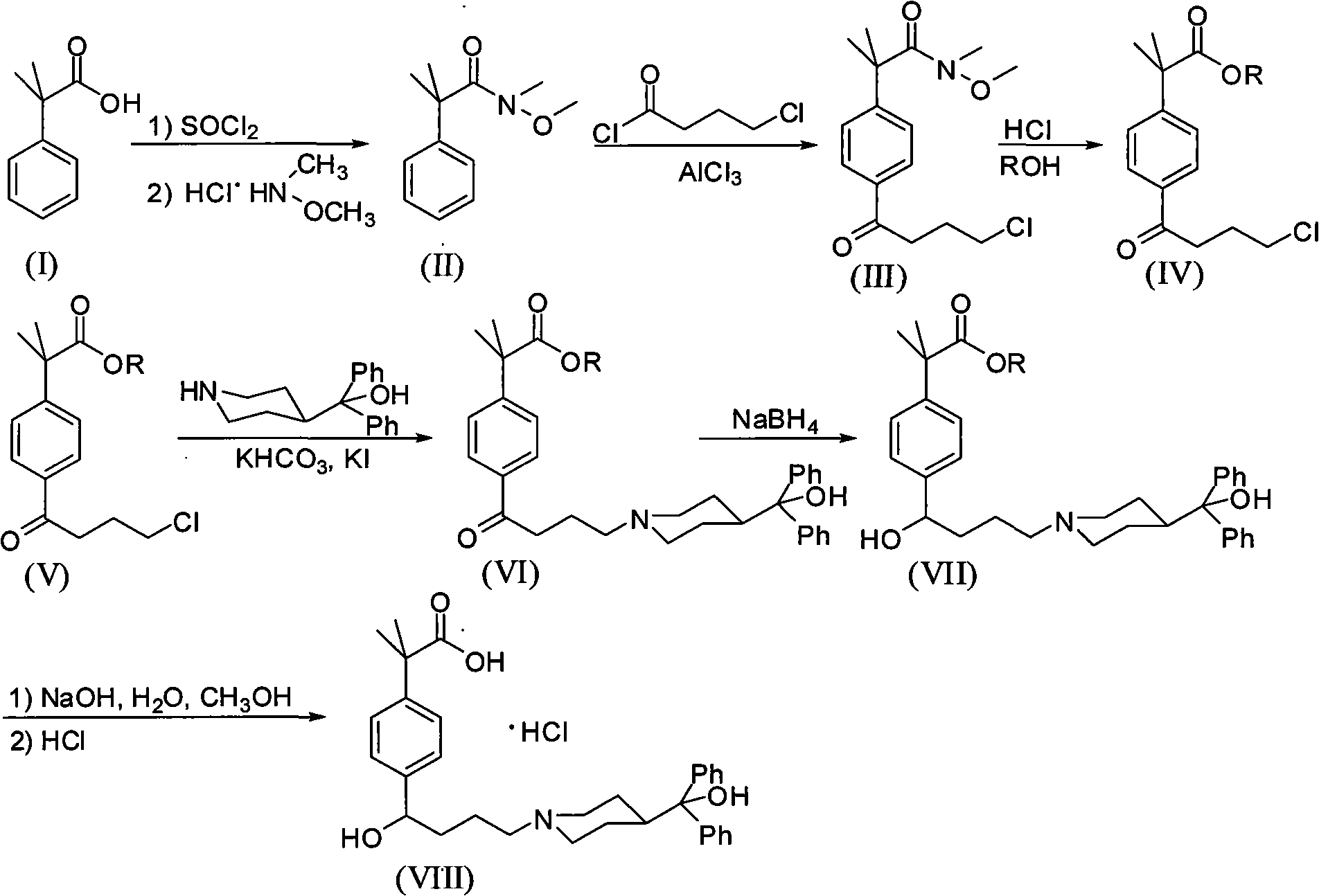 Synthetic method of fexofenadine hydrochloride