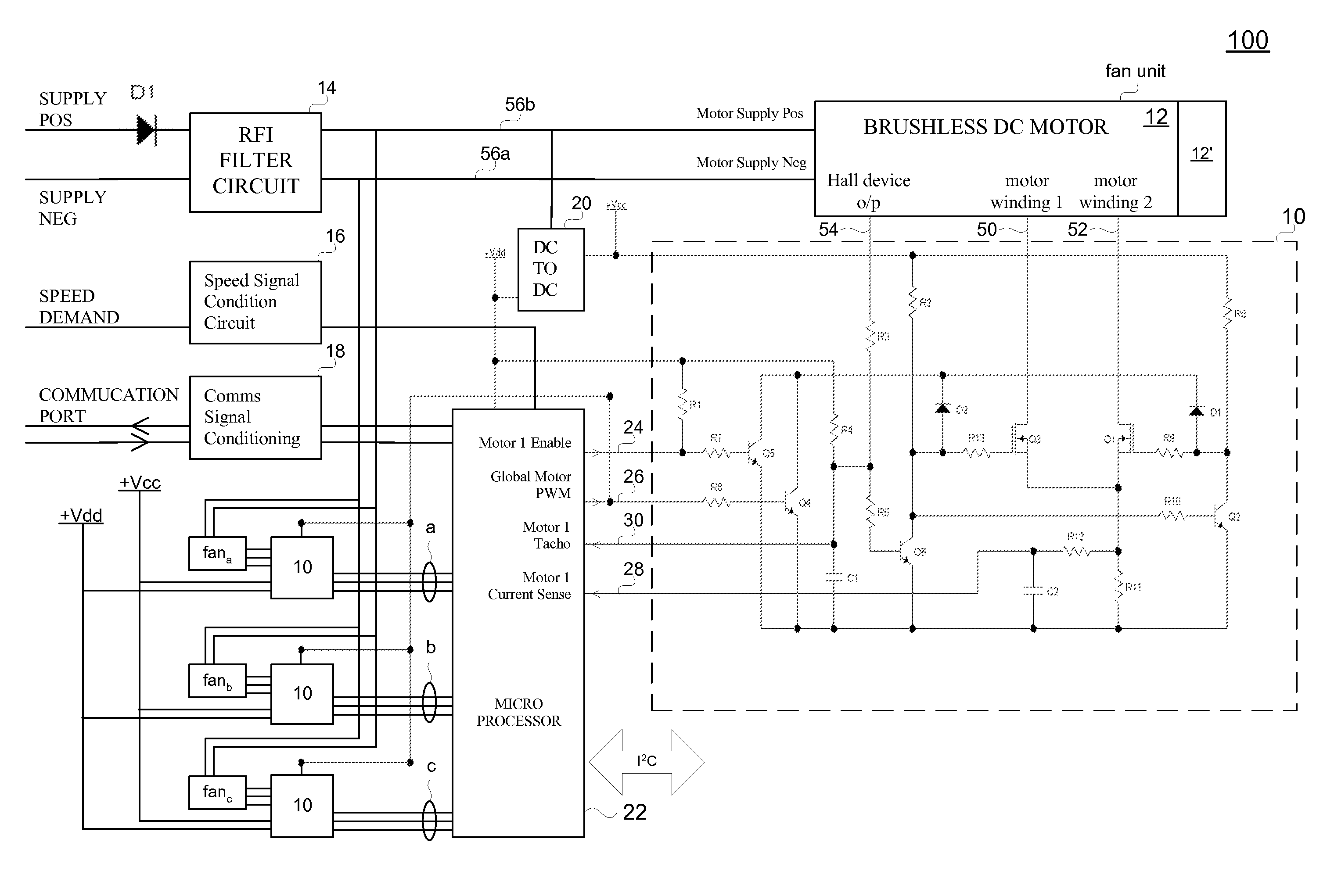 System and method for controlling multiple DC fans