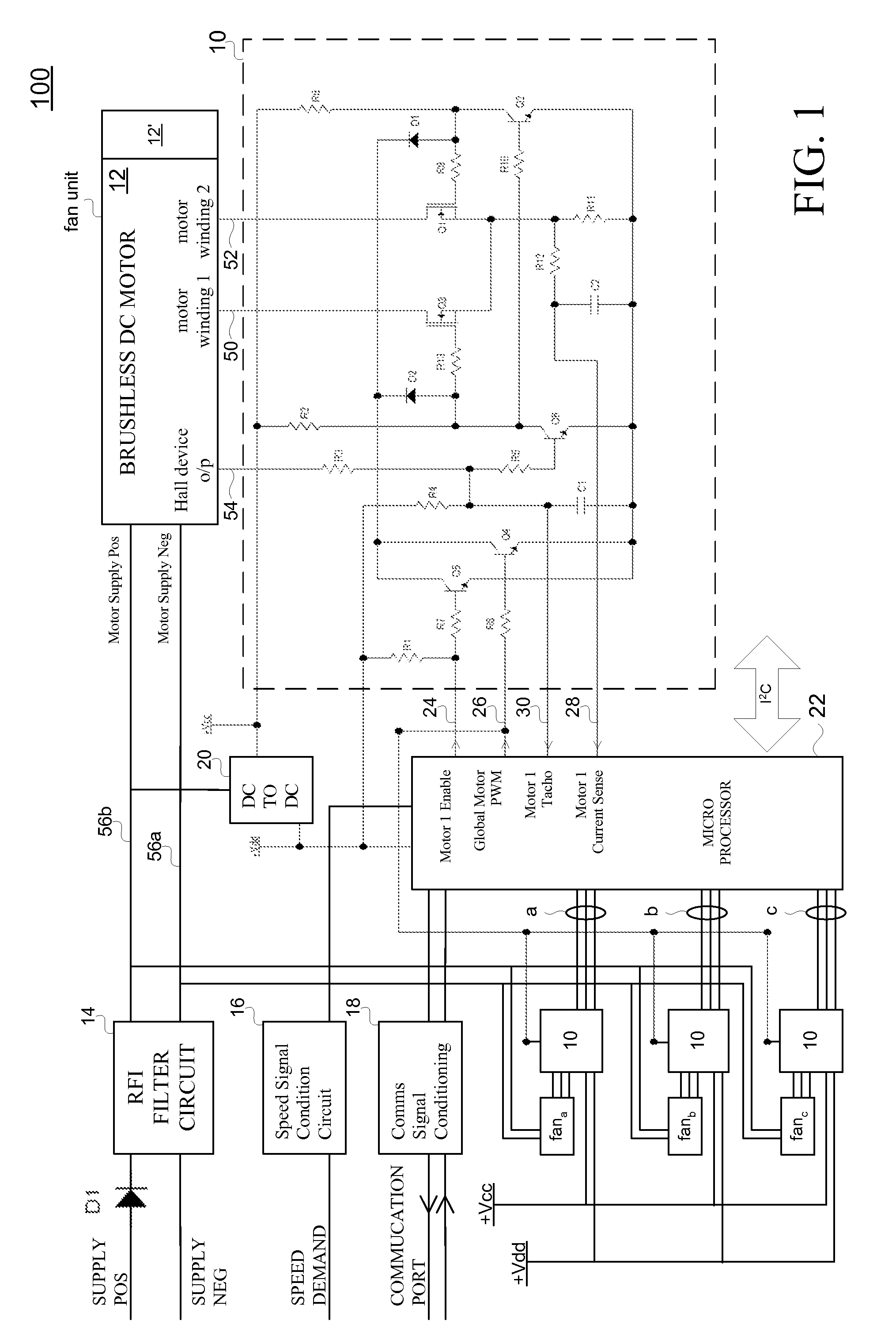 System and method for controlling multiple DC fans