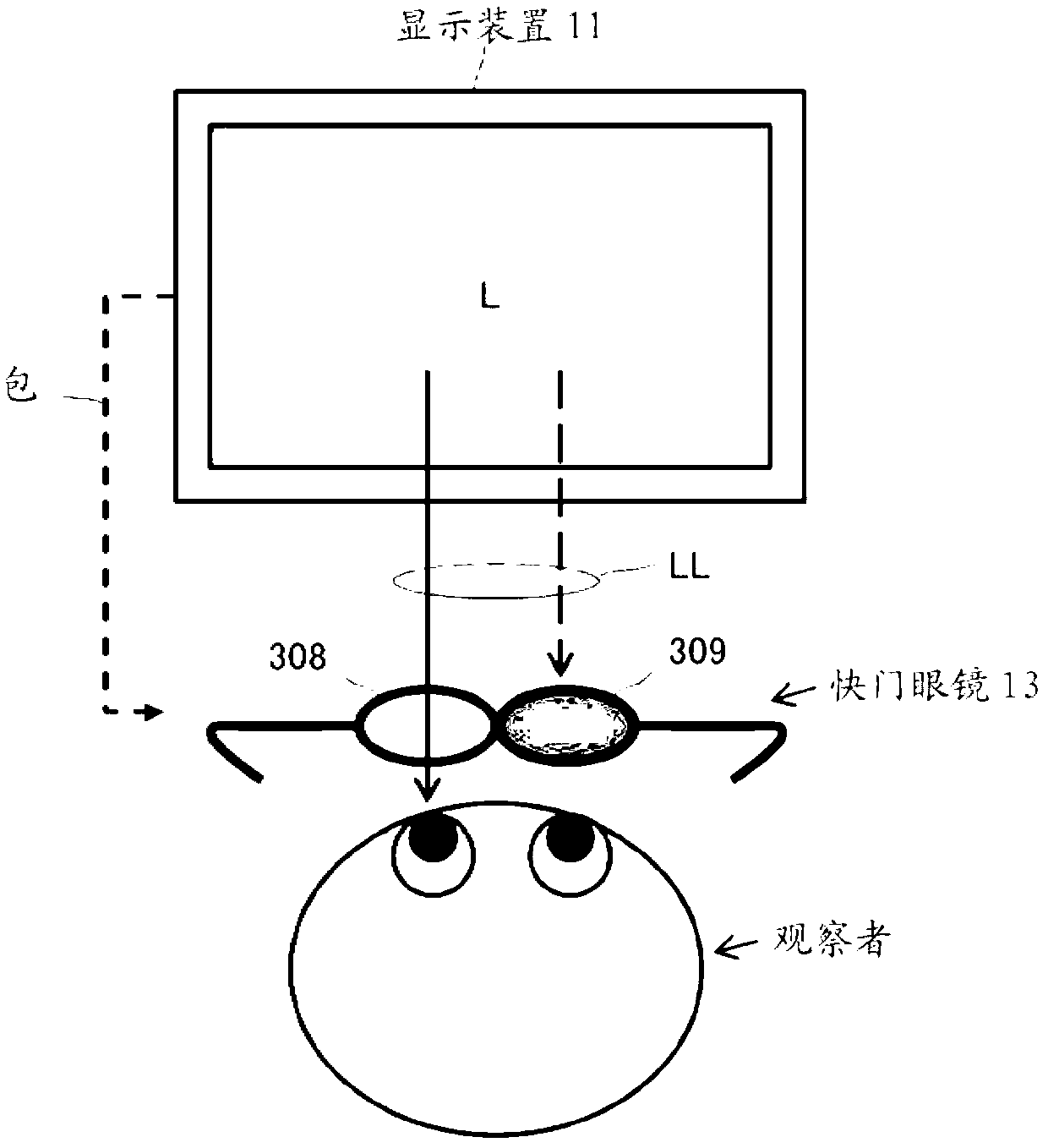 Shutter eyeglasses device