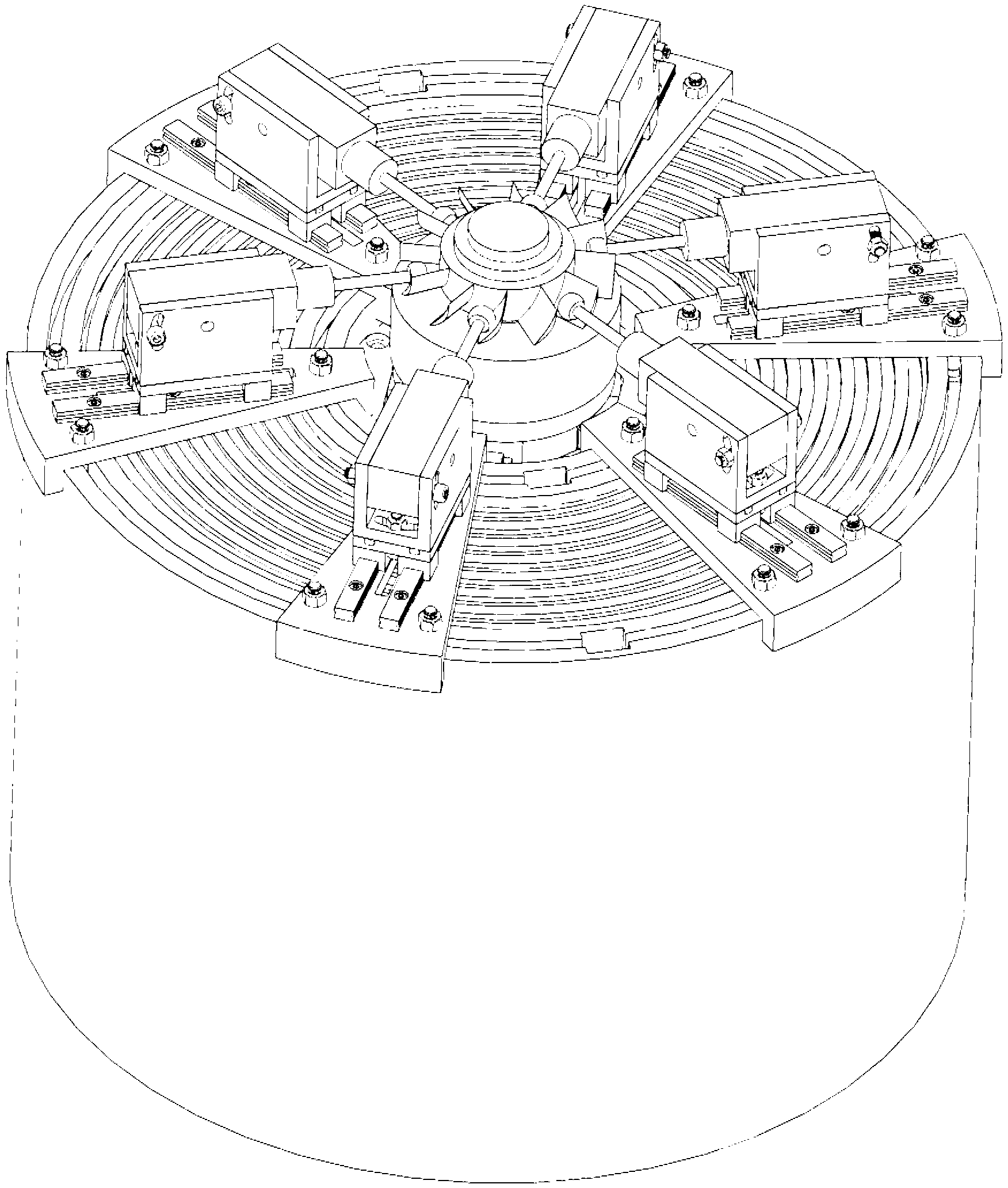 Synchronous processing device with circular array curve surface structure