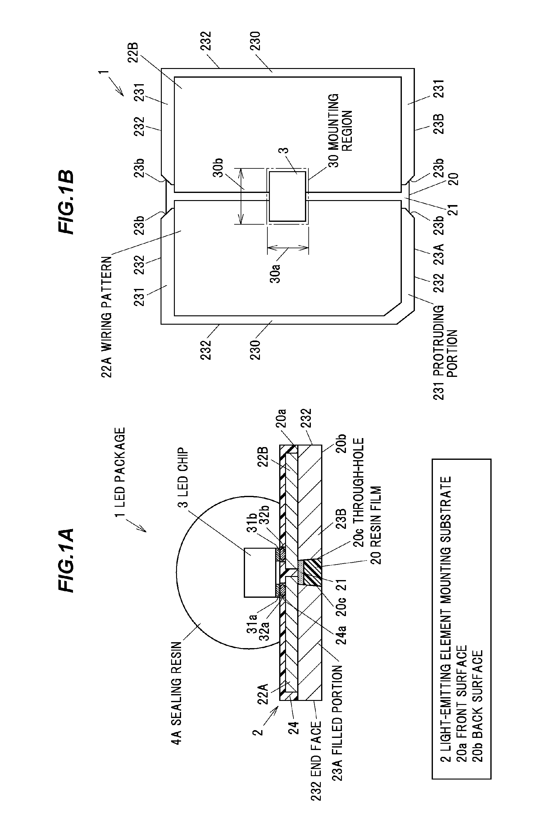 Light-emitting element mounting substrate, LED package and method of manufacturing the LED package