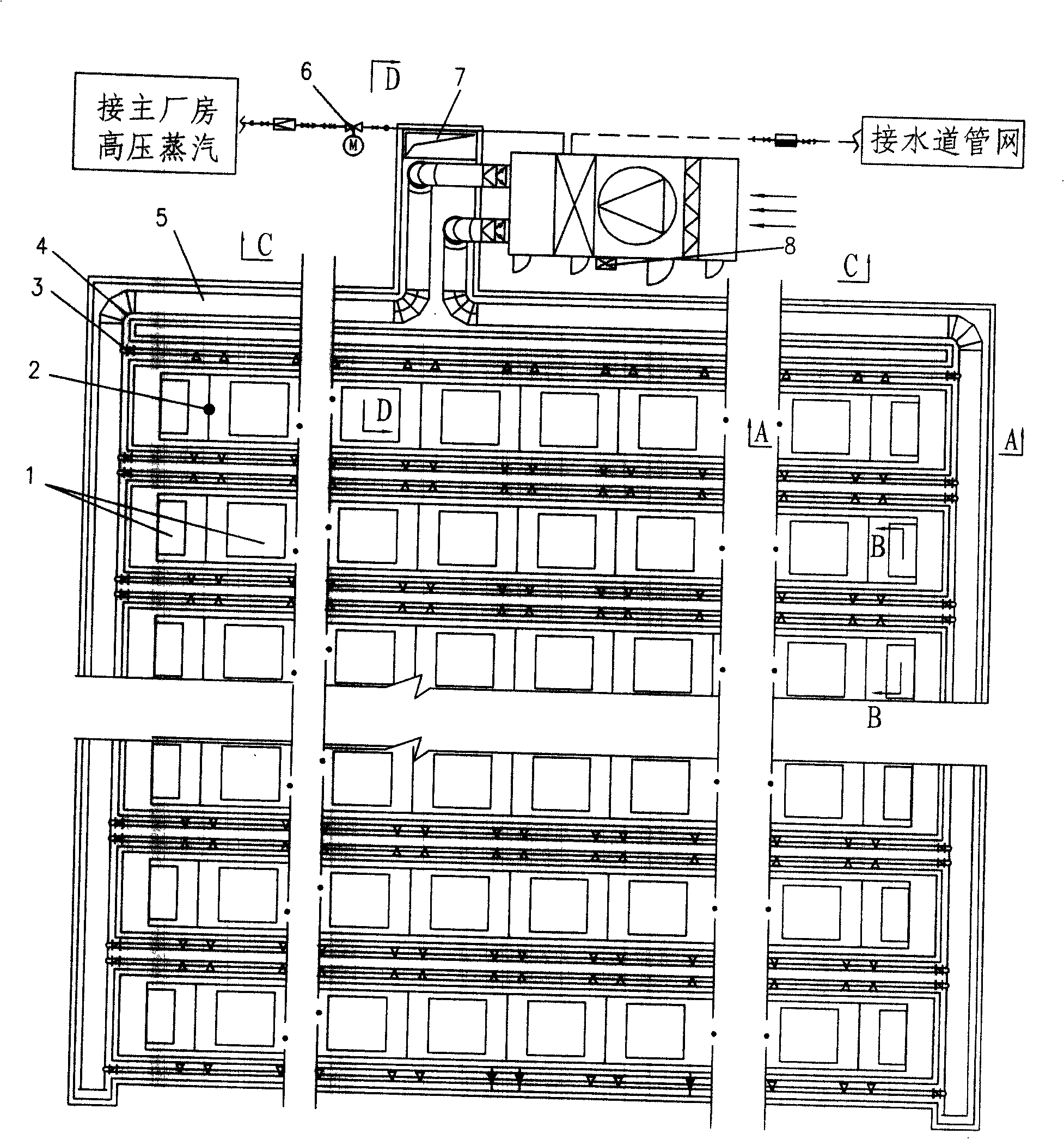 Anti-dew ventilation method and facilities for main factory building of cold rolling factory