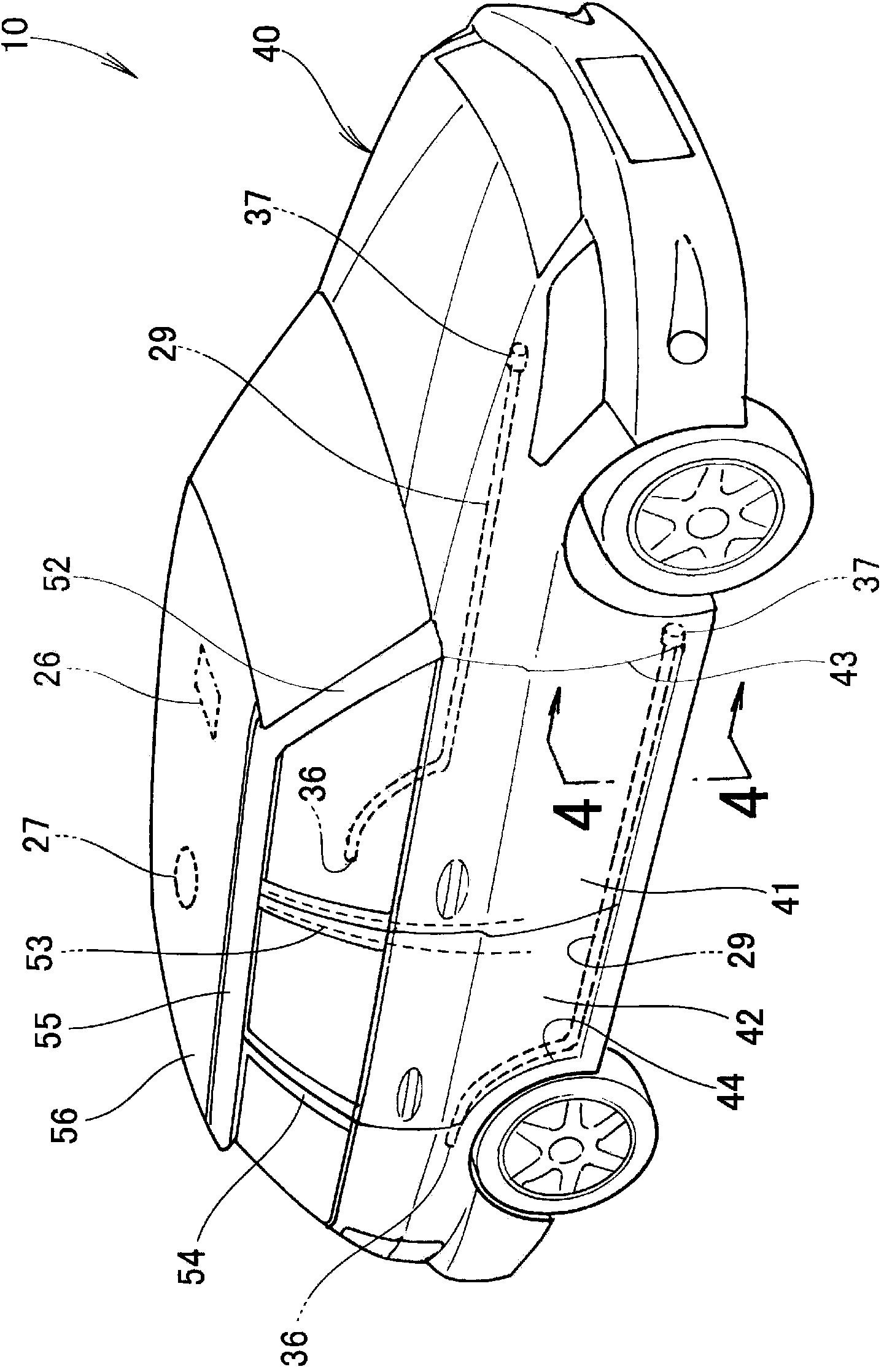 Antenna arrangement structure for vehicle communication apparatus