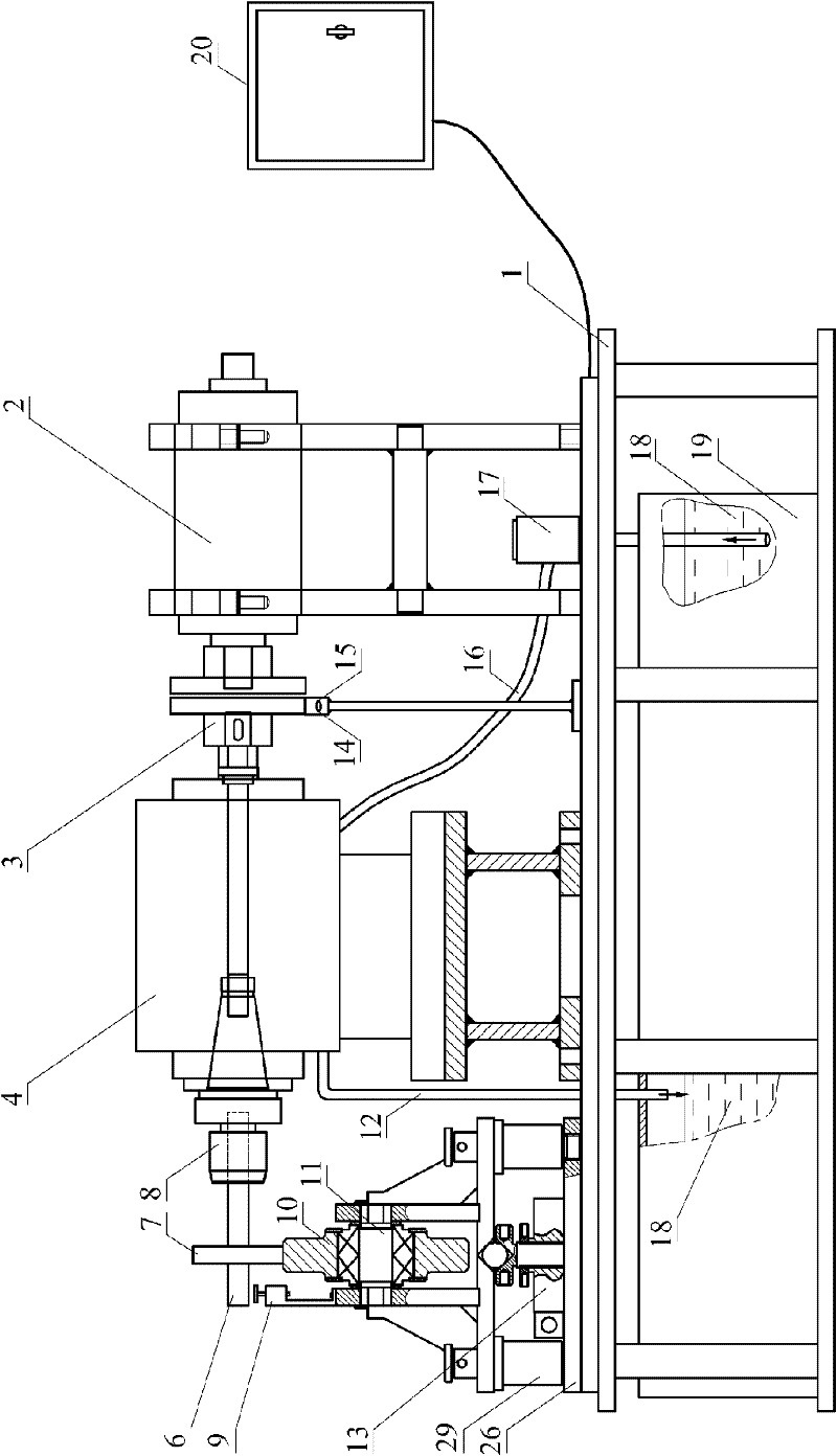 Proportional test device for rotating bending fatigue of train wheel axle