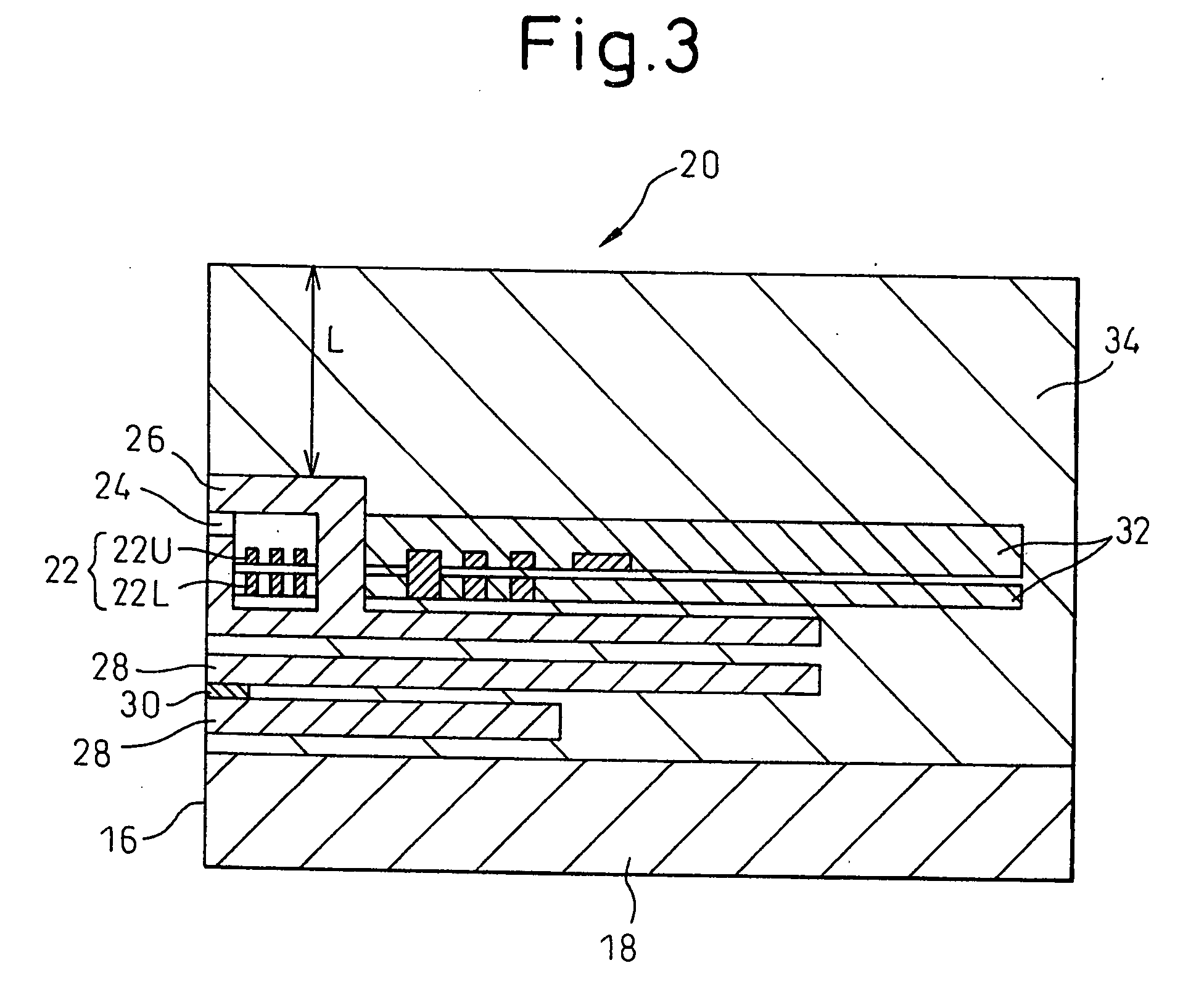 Magnetic head structure with enlarged insulating layer