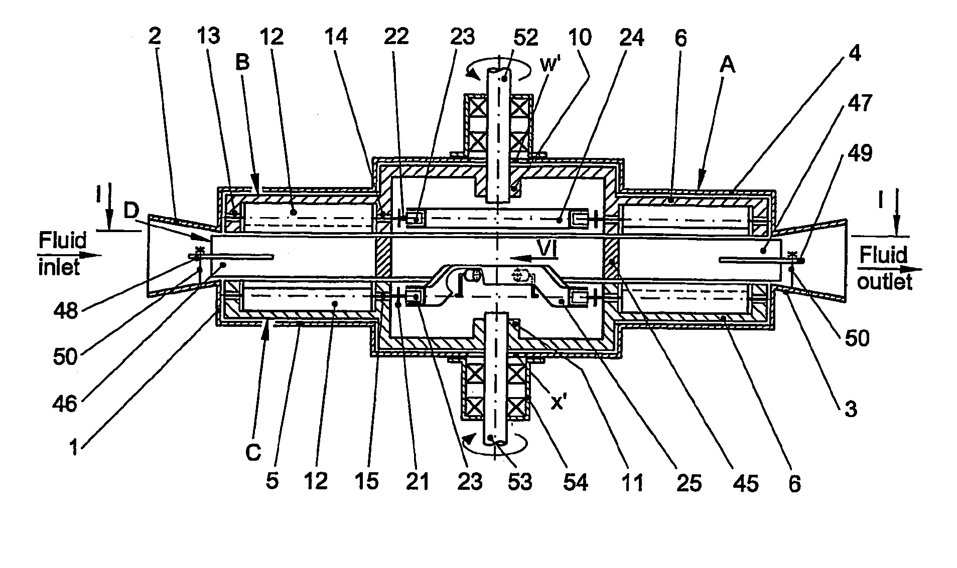 Hydraulic or pneumatic machine with tilting blades