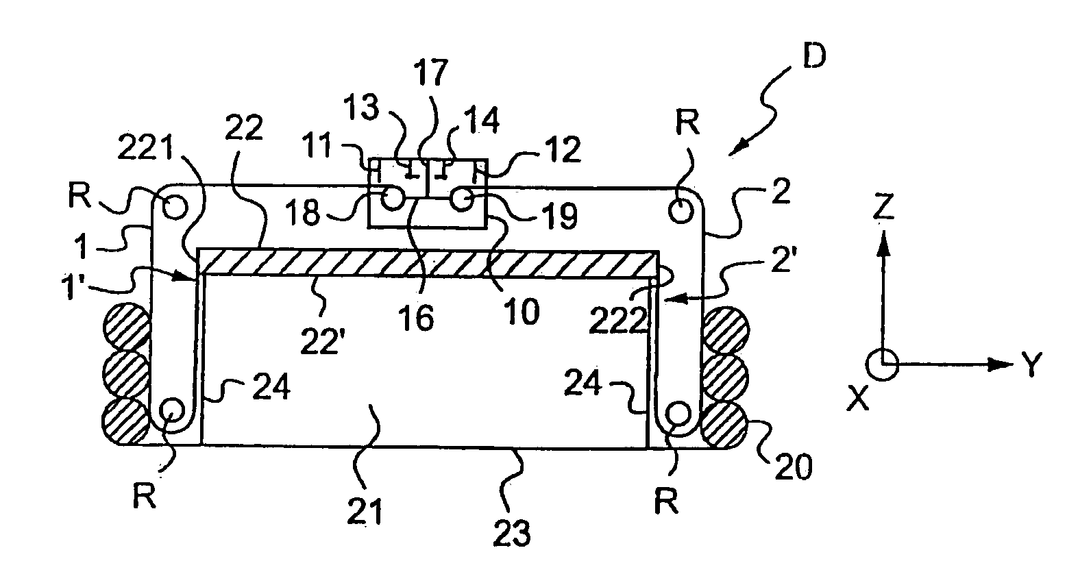 Device for opposing sloshing in a flexible tank