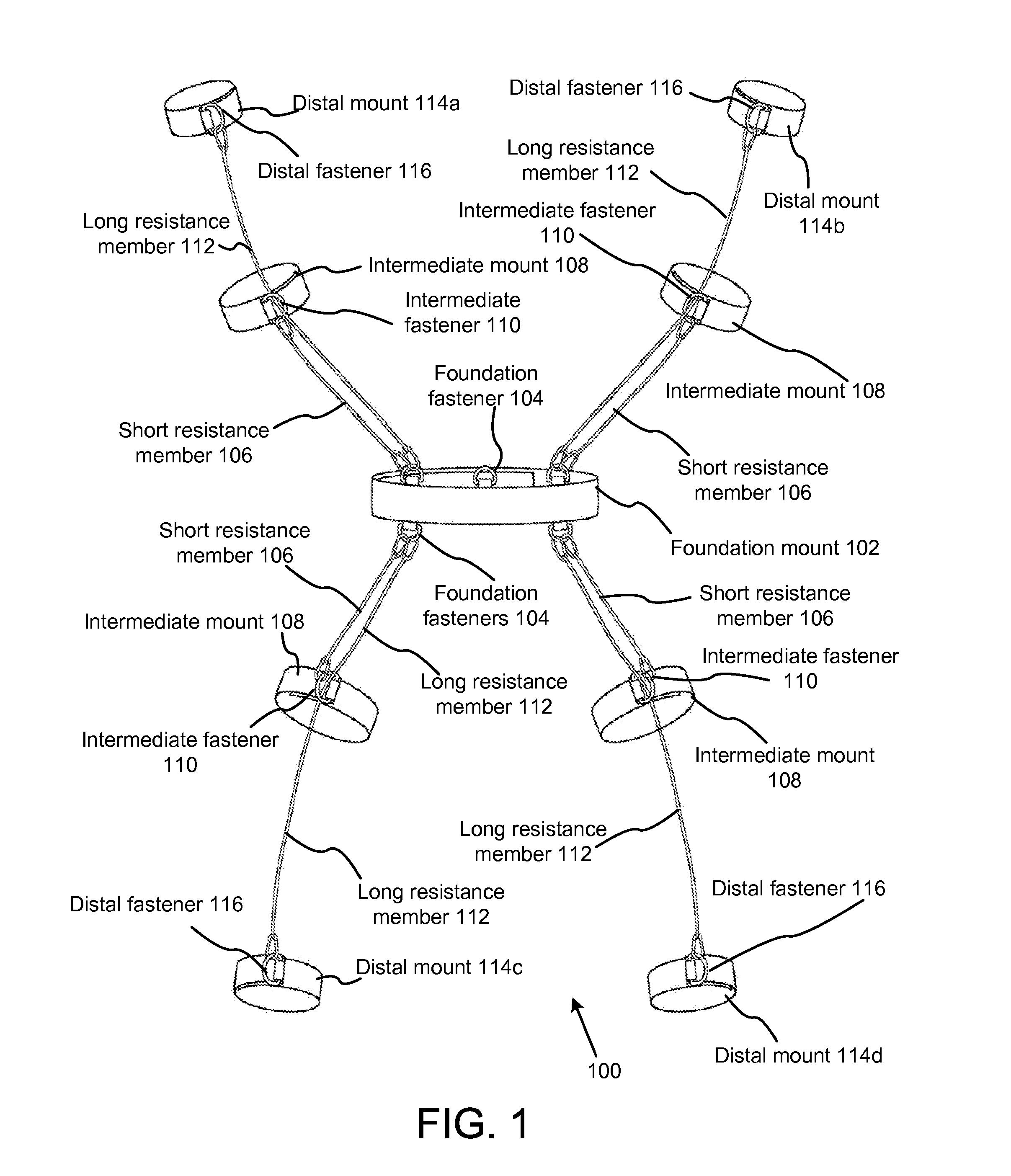 Resistance trainer having multiple interconnected body attachment points