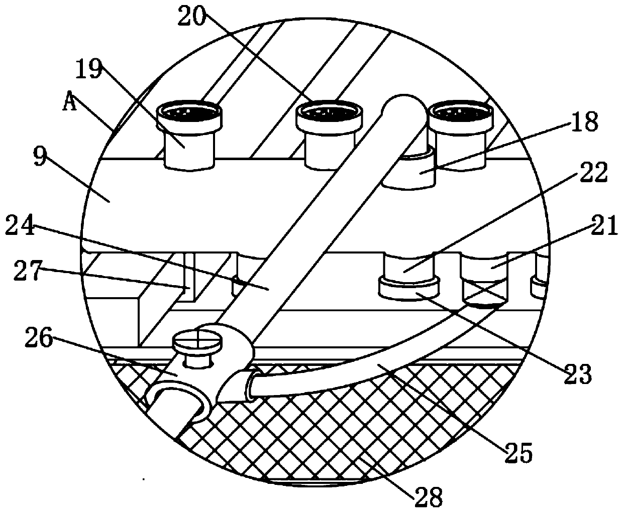 Muck truck chassis soil rapid flushing device for construction site