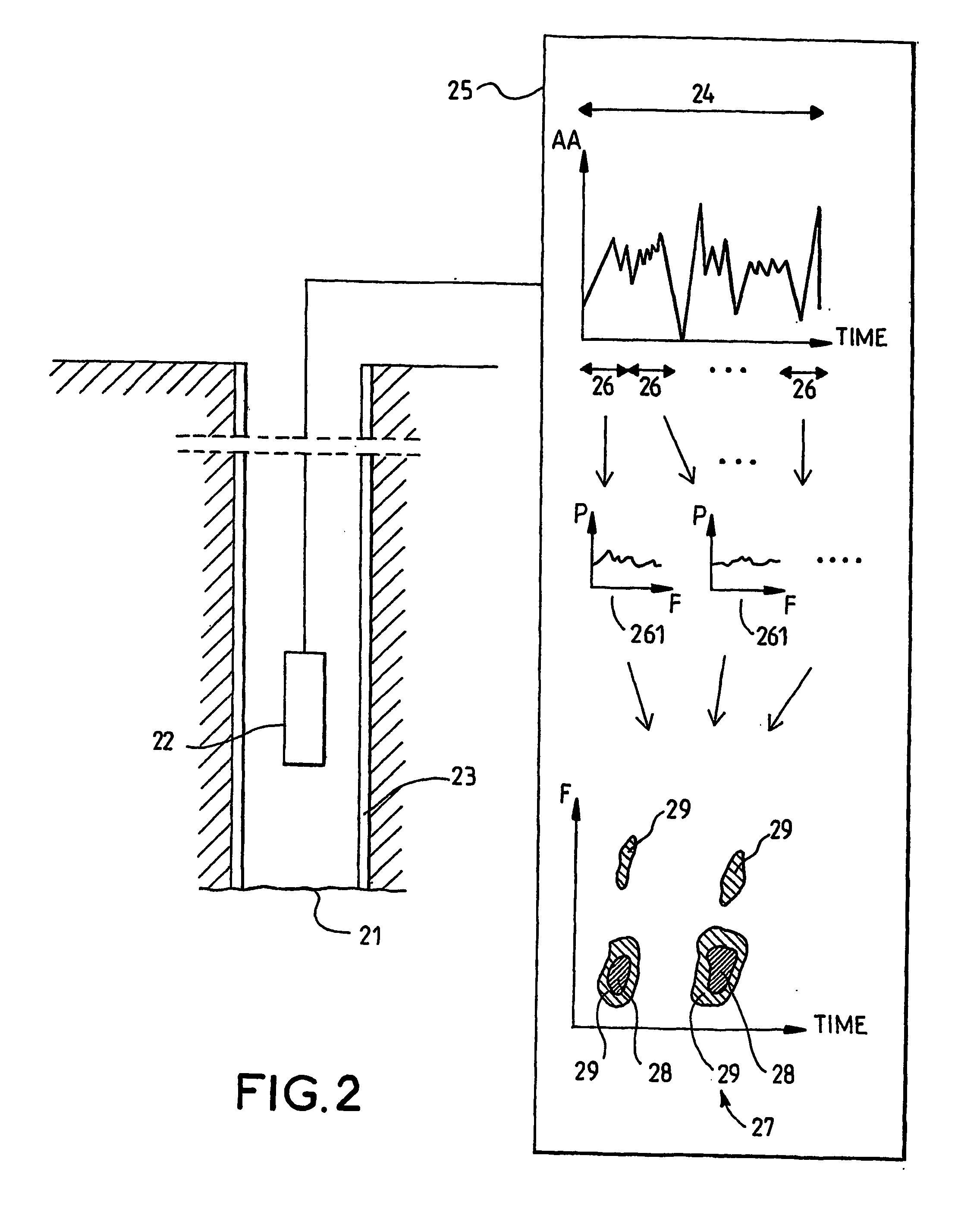 Method and apparatus for acoustic detection of a fluid leak behind a casing of a borehole