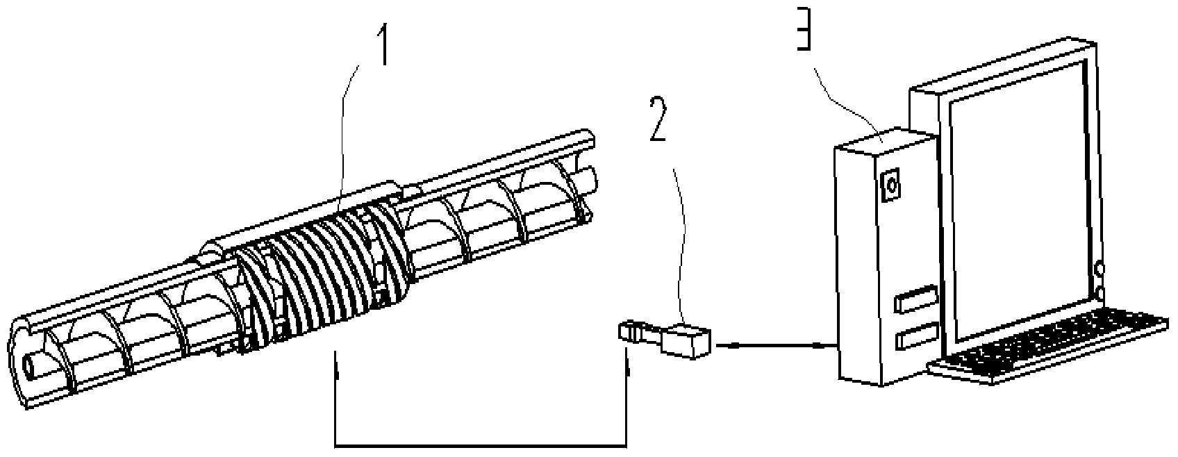 Powder flow pattern detection apparatus in spiral conveyer pipe and compression perception flow pattern identification method