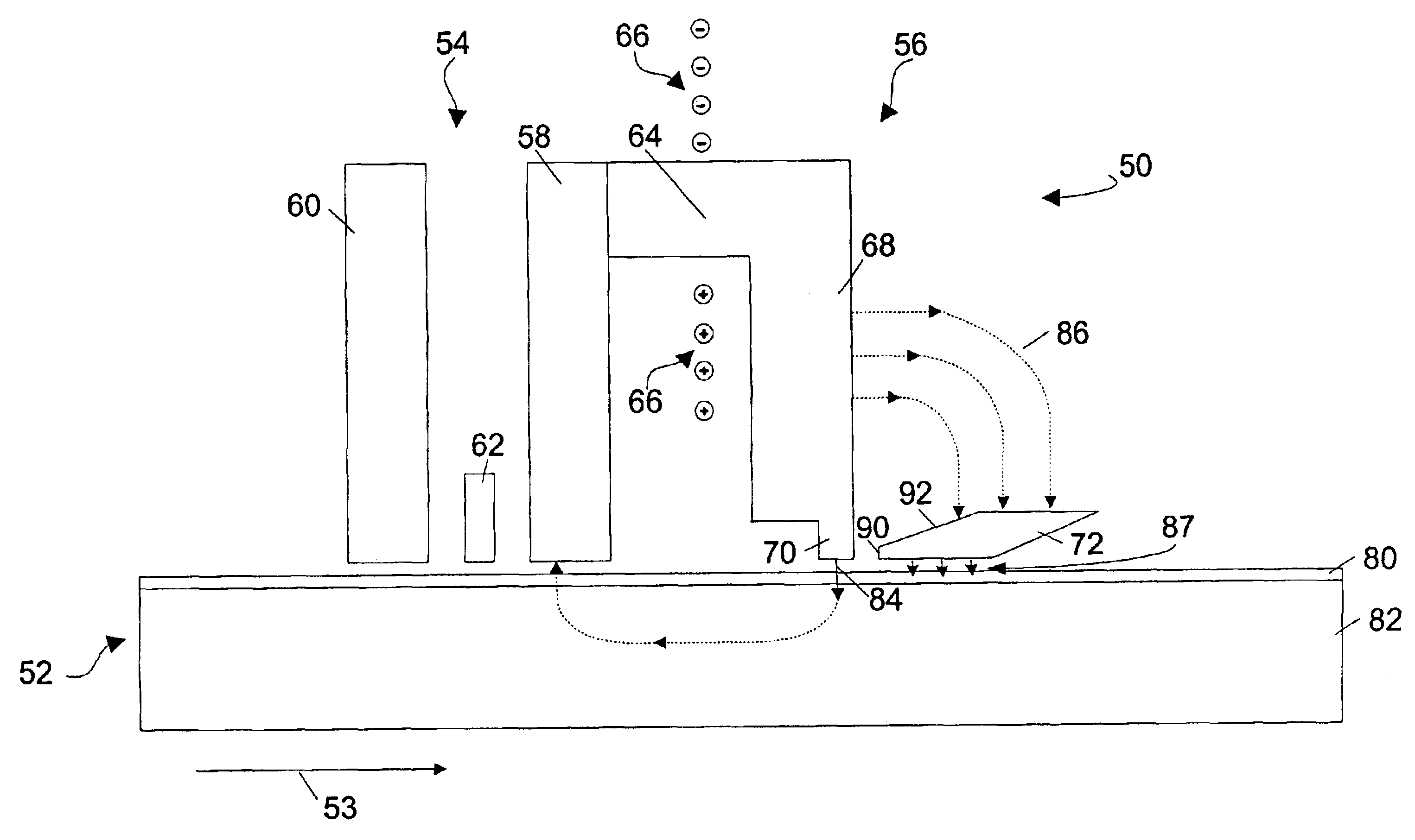 Floating down stream perpendicular write head shield