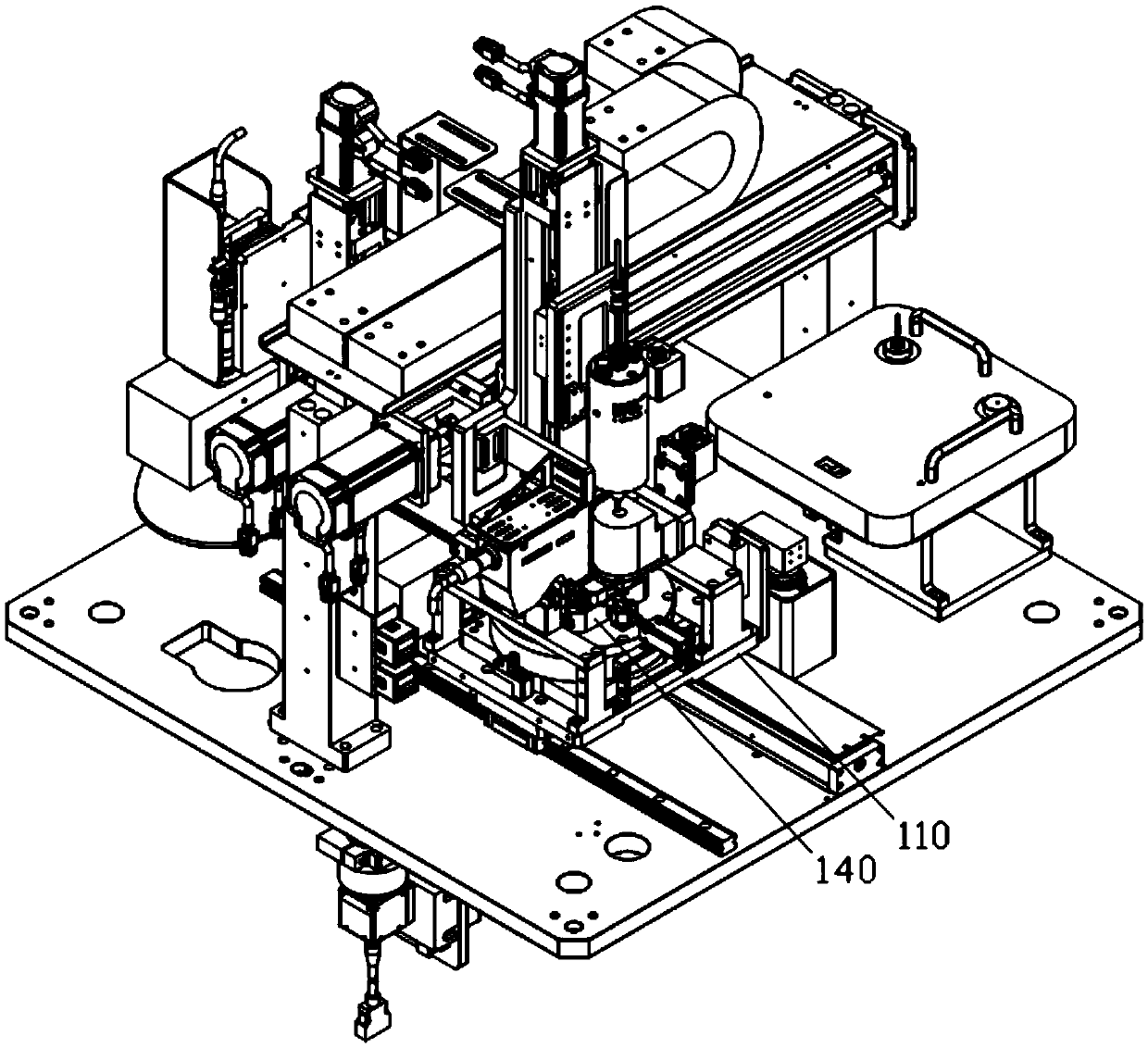 Product fixing mechanism for glue dispensing device