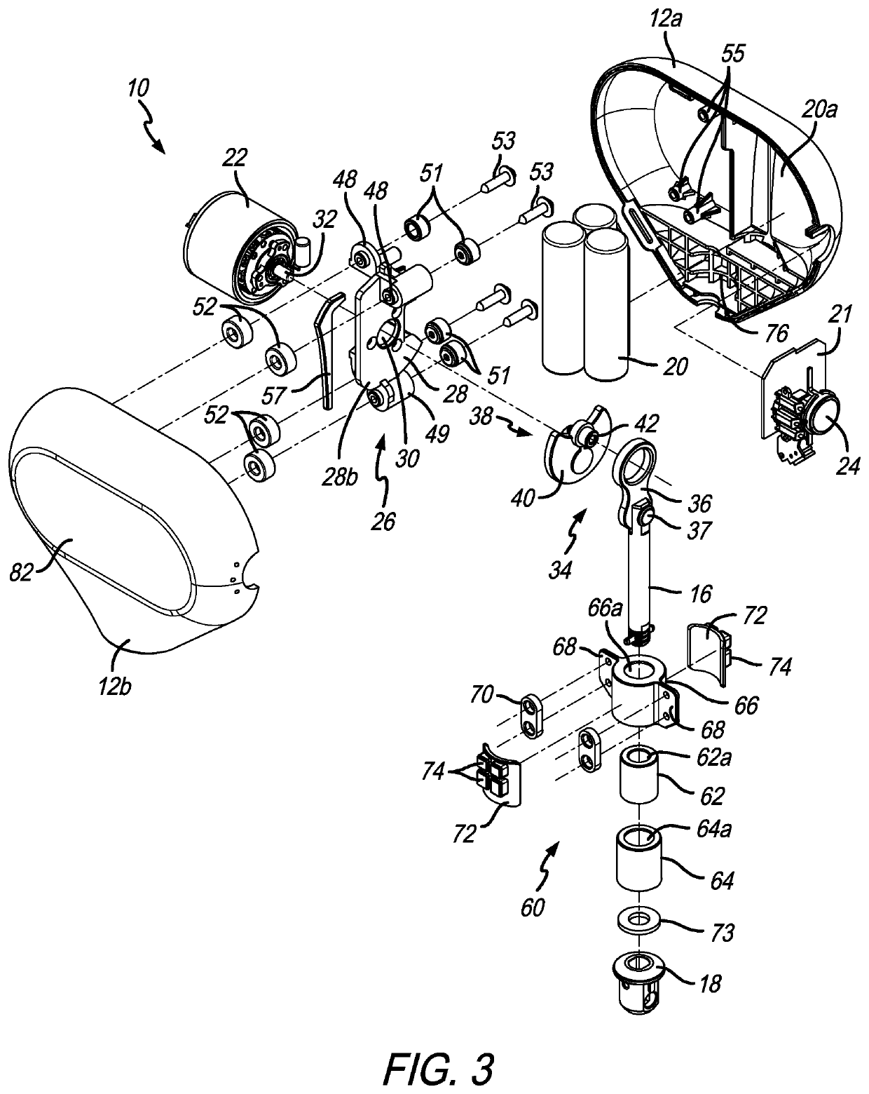 Portable percussive massage device