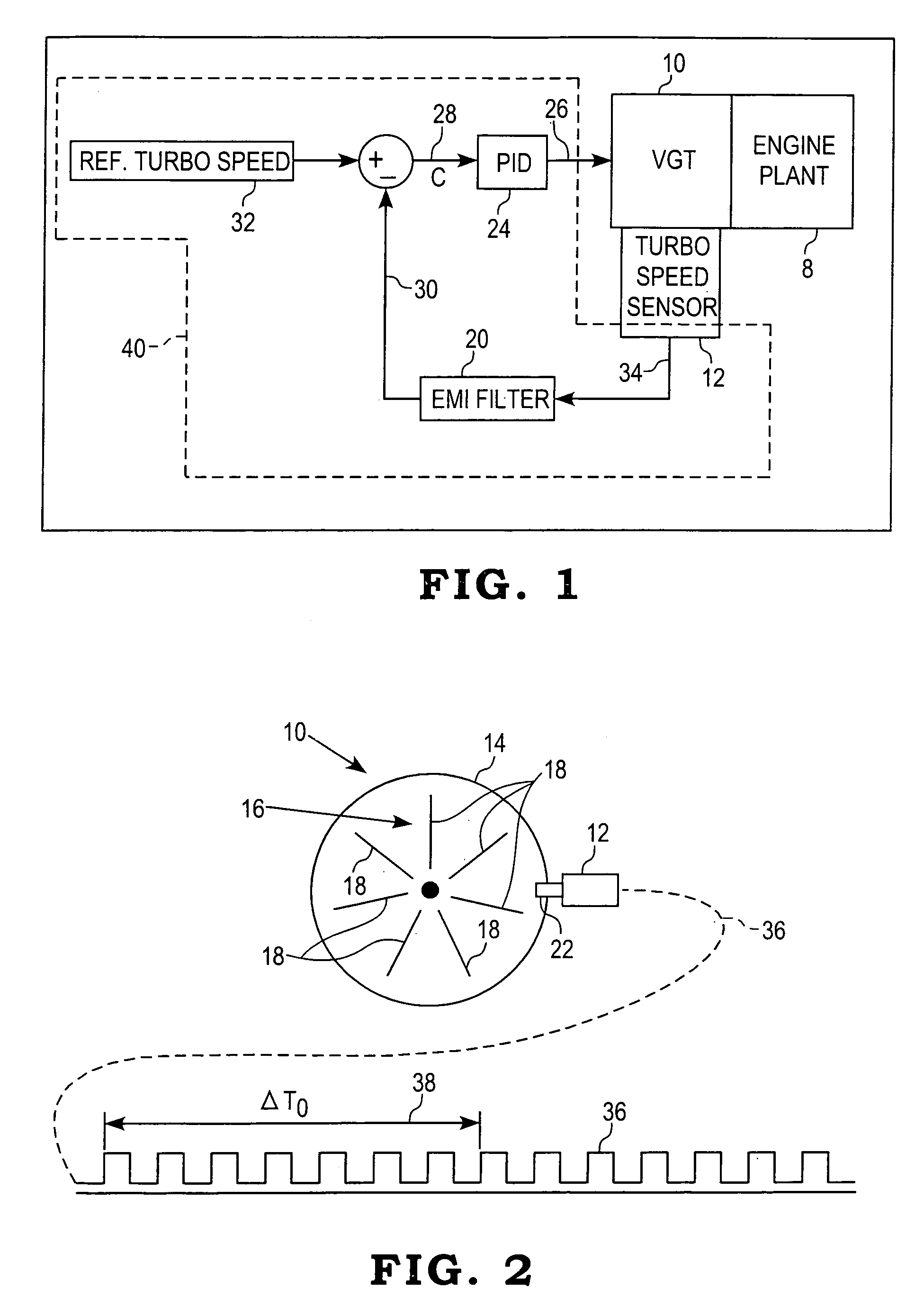 EMI noise filter for eddy current turbo speed sensor