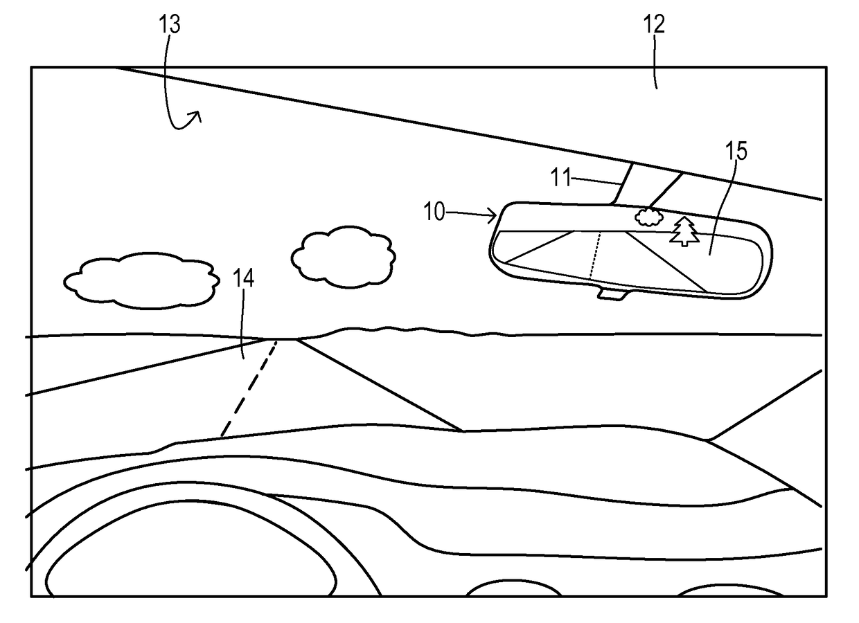 Rear view camera system using rear view mirror location