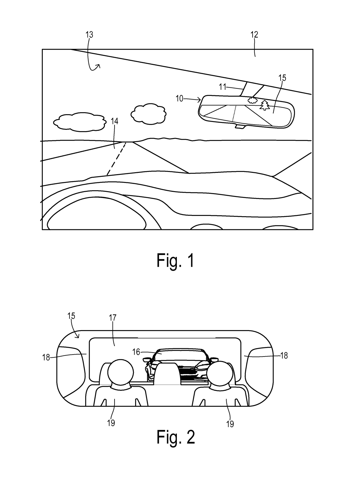 Rear view camera system using rear view mirror location